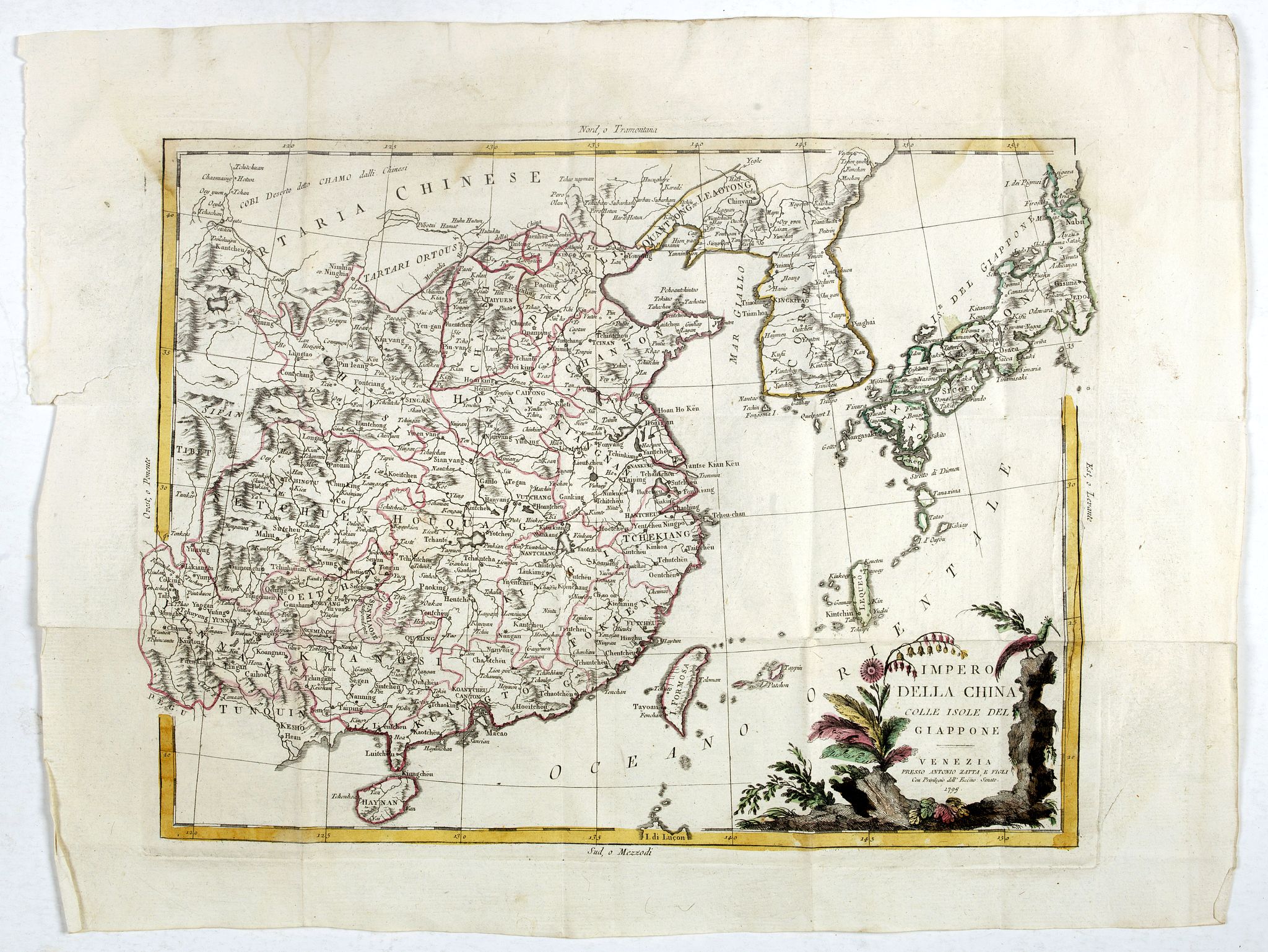 ZATTA, A., Impero delle China colle isole del Giappone. . ., antique map, old maps