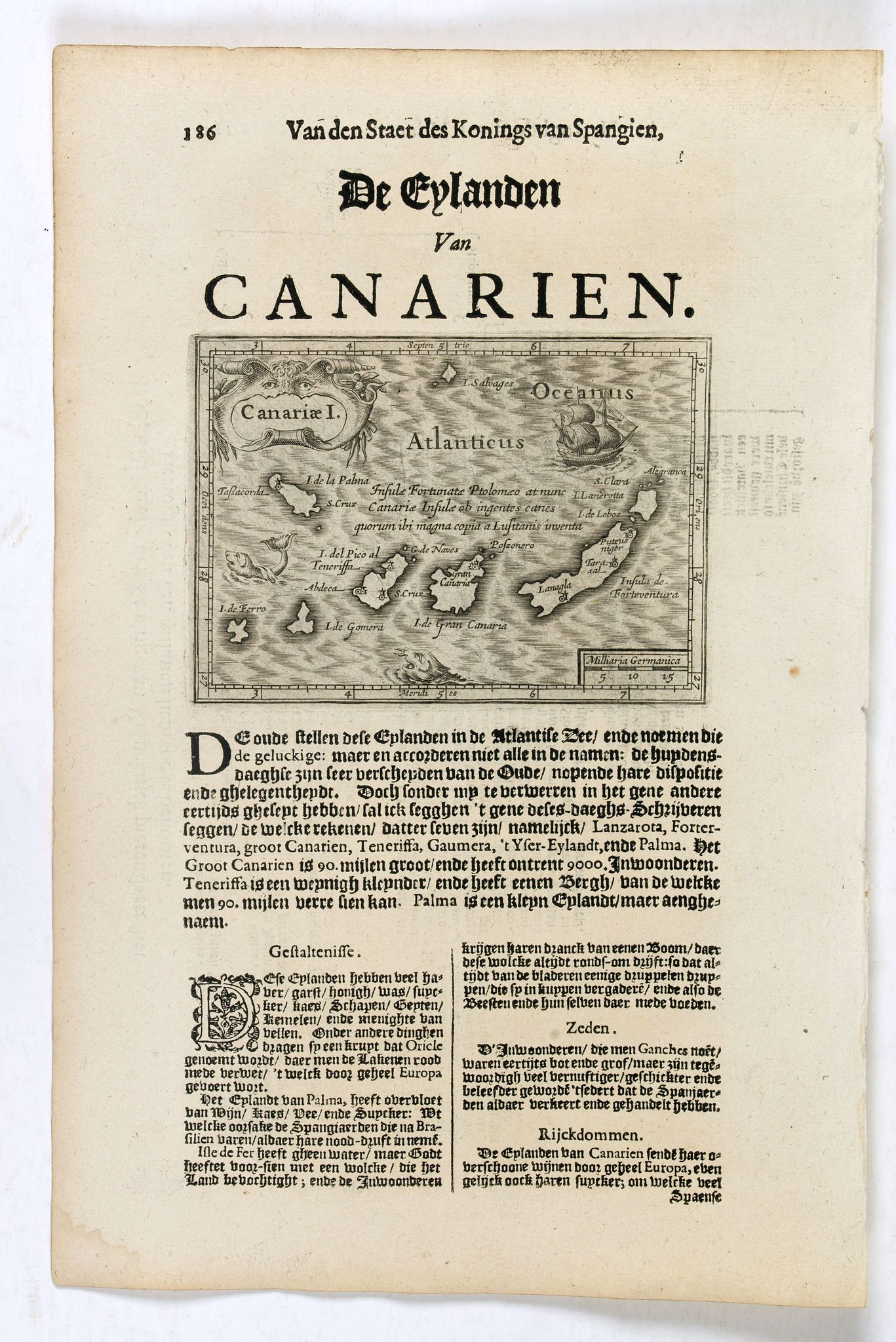 DE CLERCK, N., Canariae I., antique map, old maps
