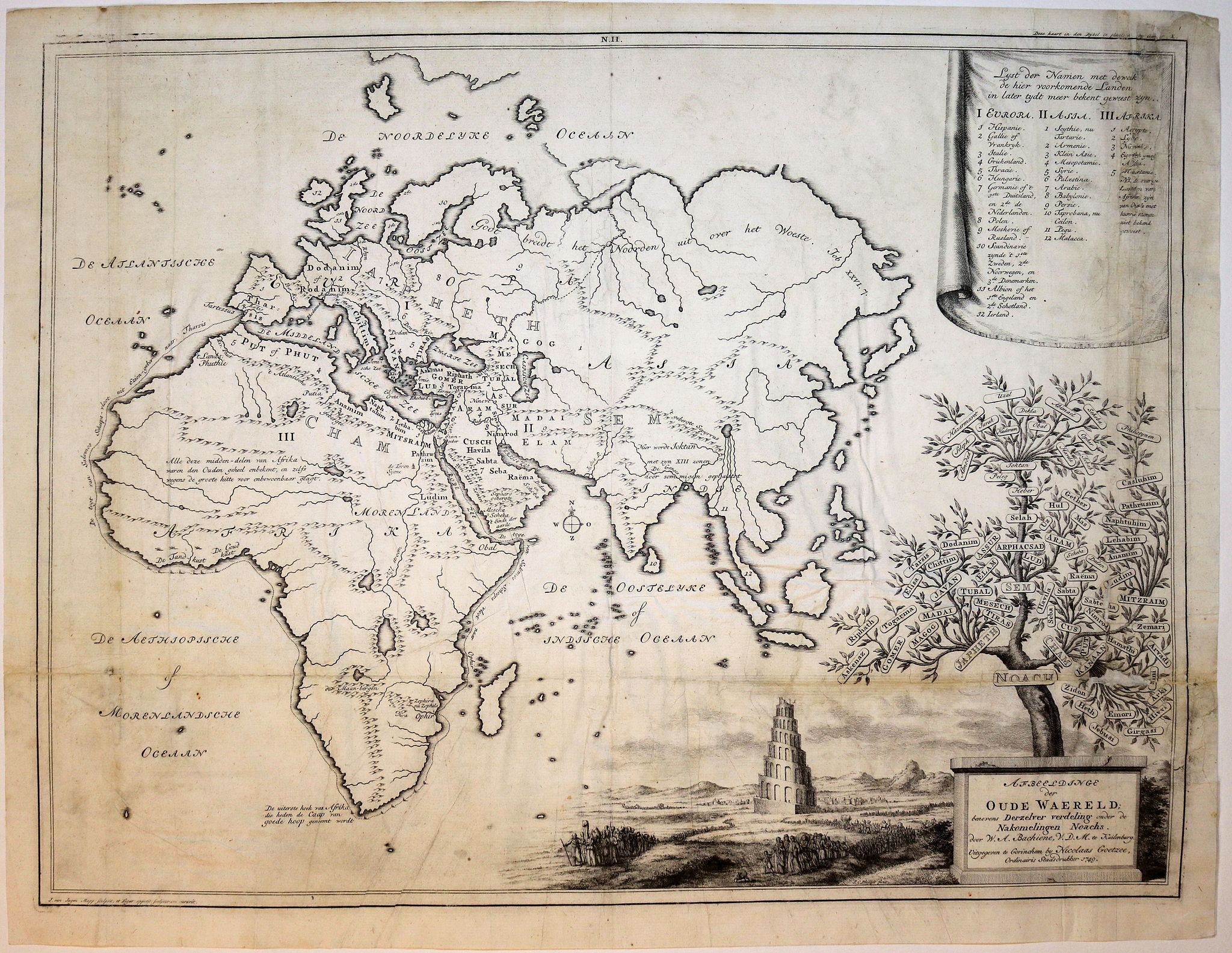 BACHIENE, W.A., Afbeeldinge der Oude Waereld…, antique map, old maps