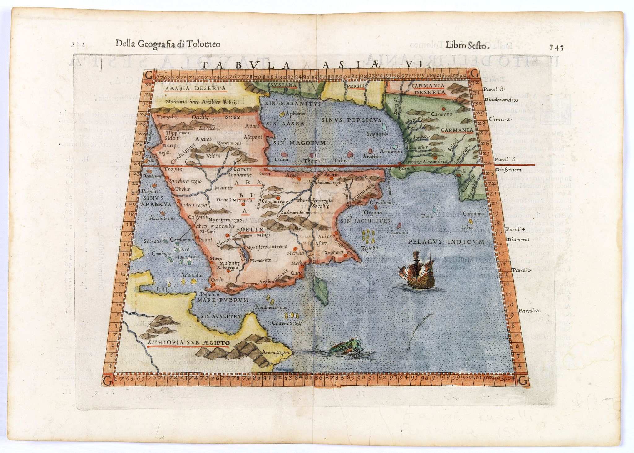 RUSCELLI, G., Tabula Asiae VI., antique map, old maps