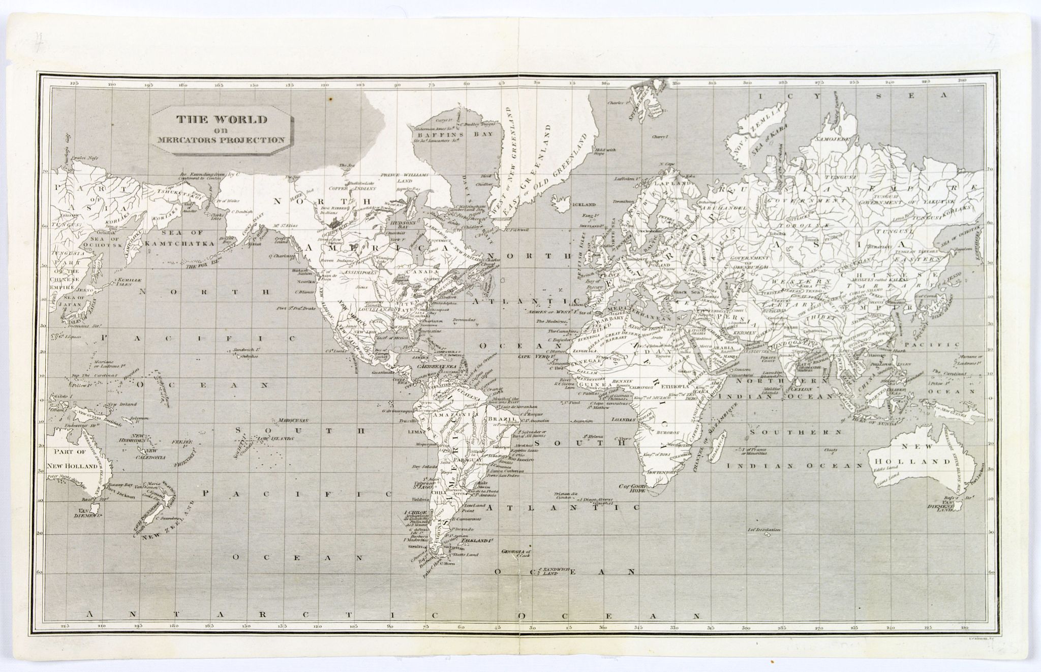 ARROWSMITH, J., The World on Mercators Projection., antique map, old maps