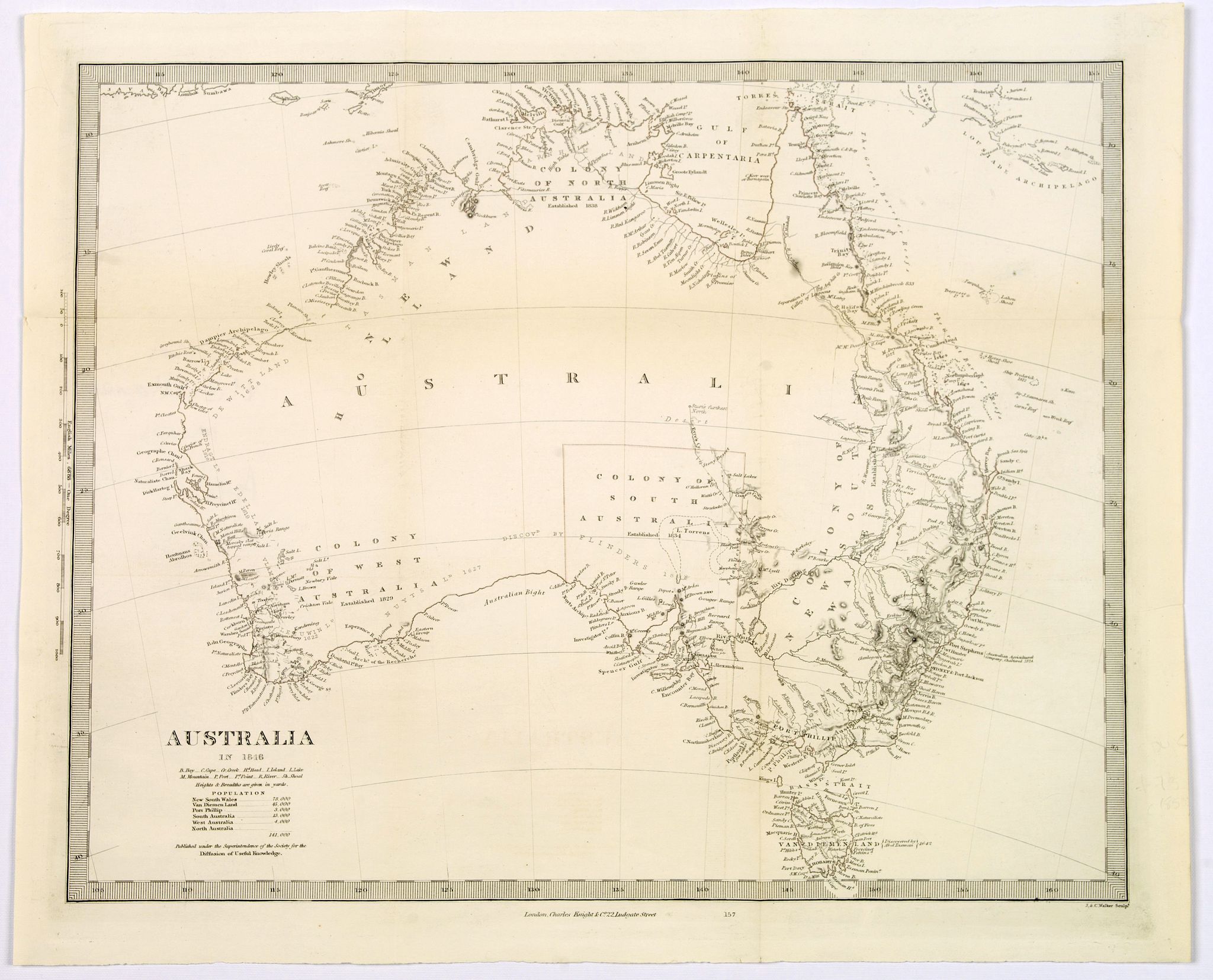 SOCIETY FOR THE DIFFUSION OF USEFUL KNOWLEDGE., Australia., antique map, old maps