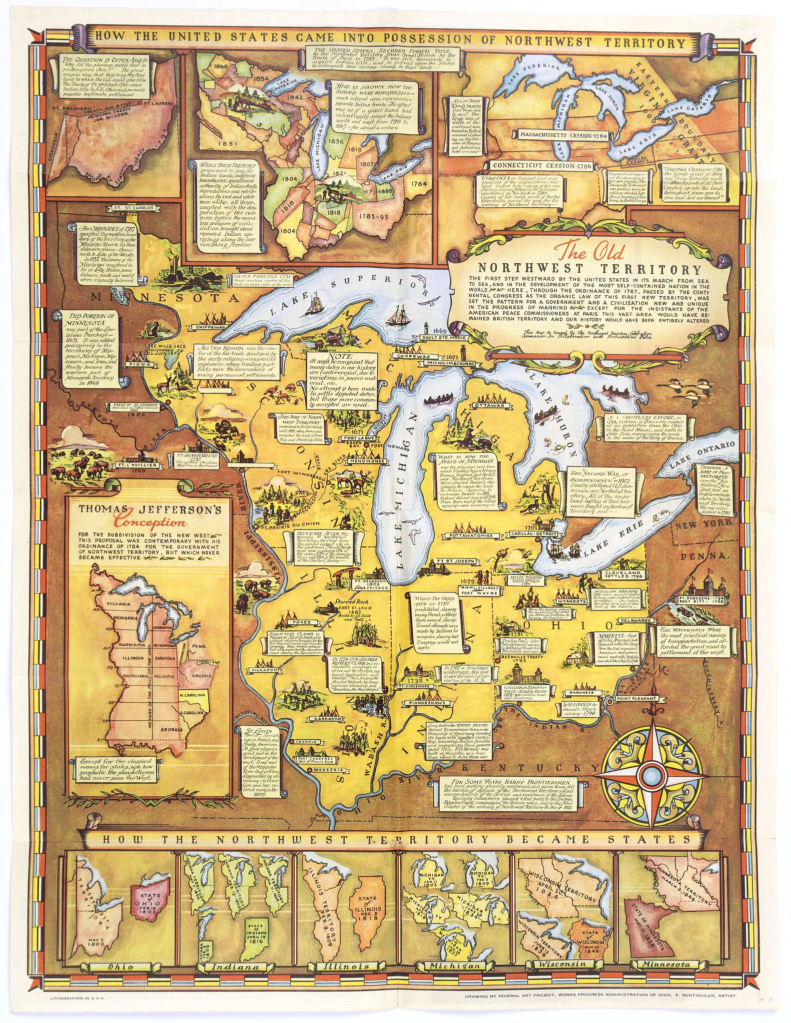 RENTSCHLER, F., Historical Map of the Old Northwest Territory., antique map, old maps