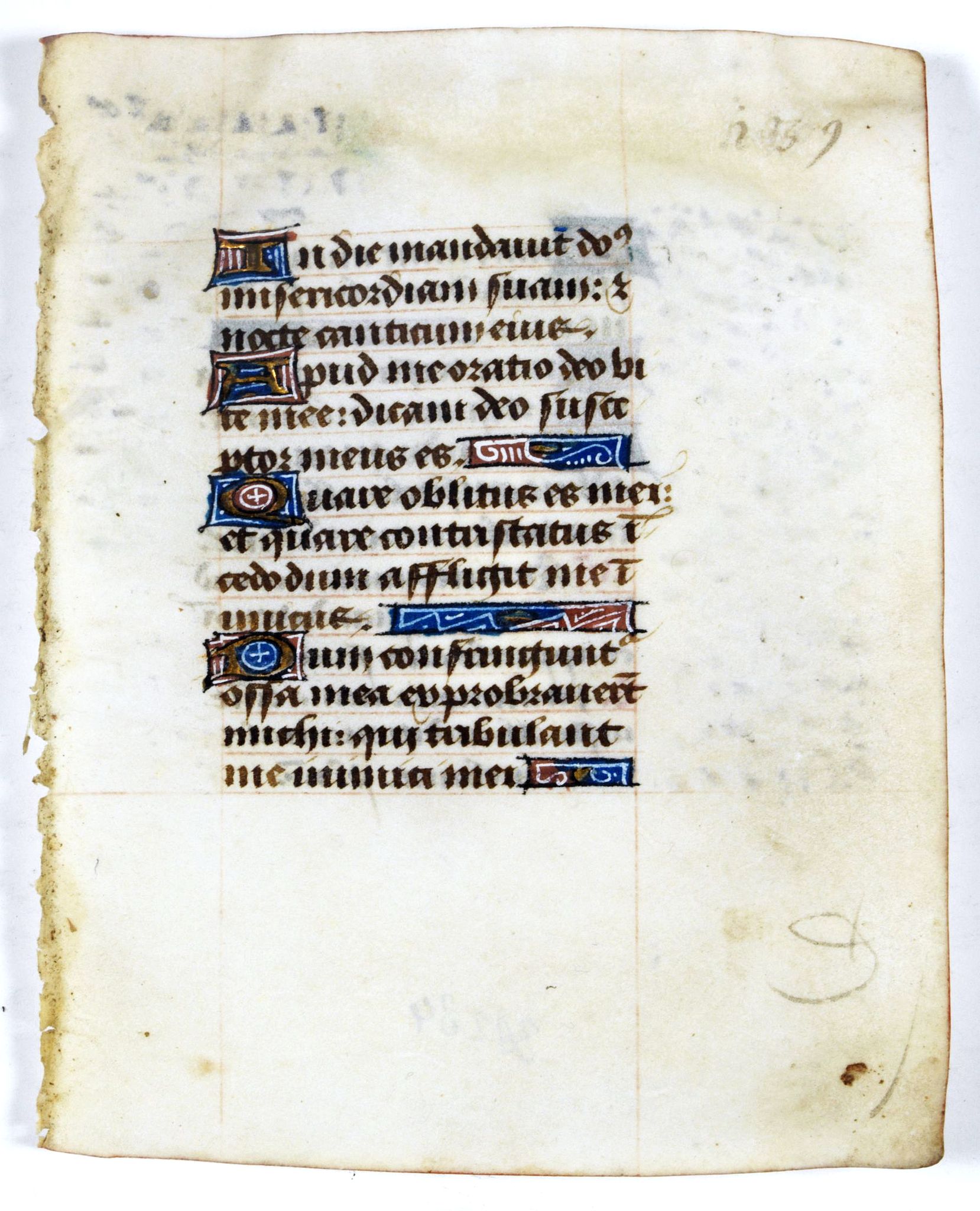 BOOK OF HOURS, Leaf on vellum from a manuscript Book of Hours., antique map, old maps