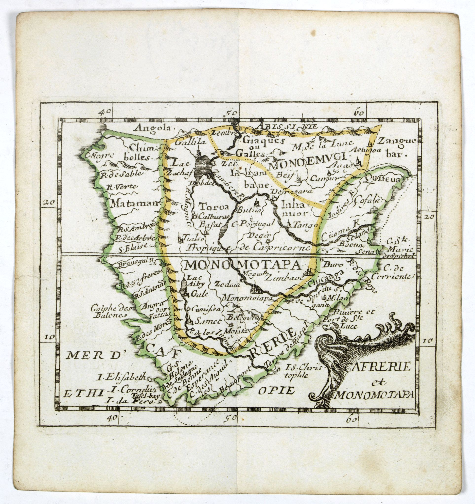 DU VAL, P., Cafrerie et Monomotapa., antique map, old maps