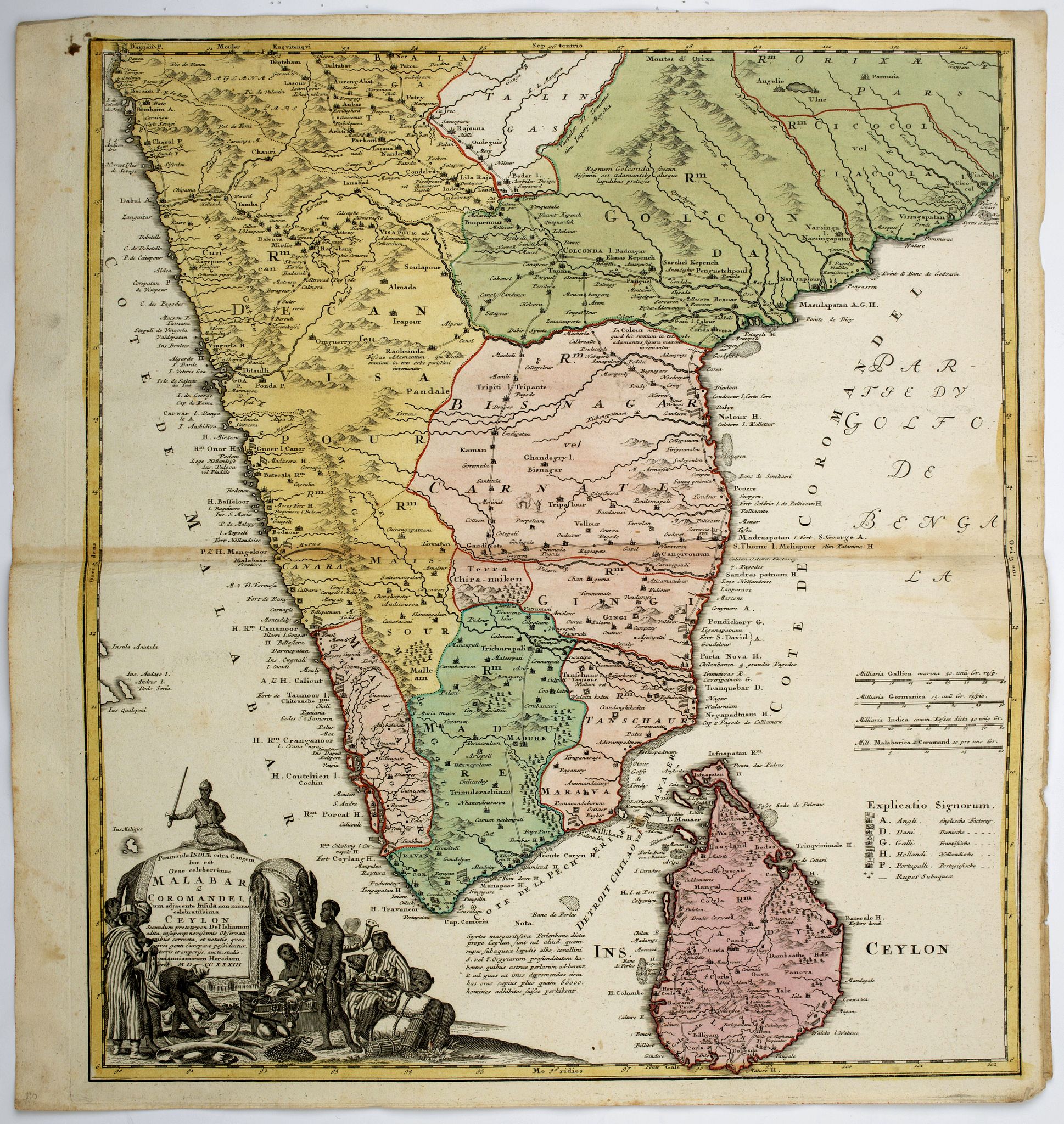 HOMAN HEIRS., Peninsula Indiae citra Gangem…Malabar & Coromandel…, antique map, old maps