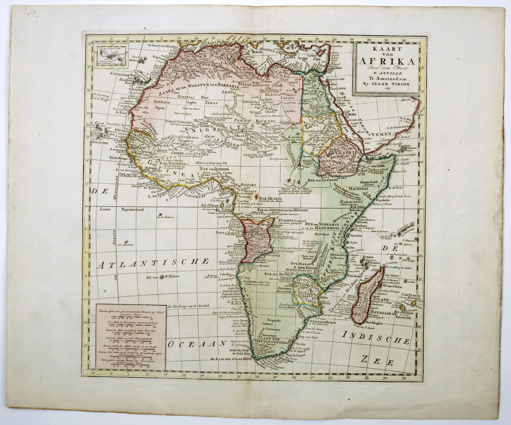 TIRION, I., Kaart van Afrika., antique map, old maps