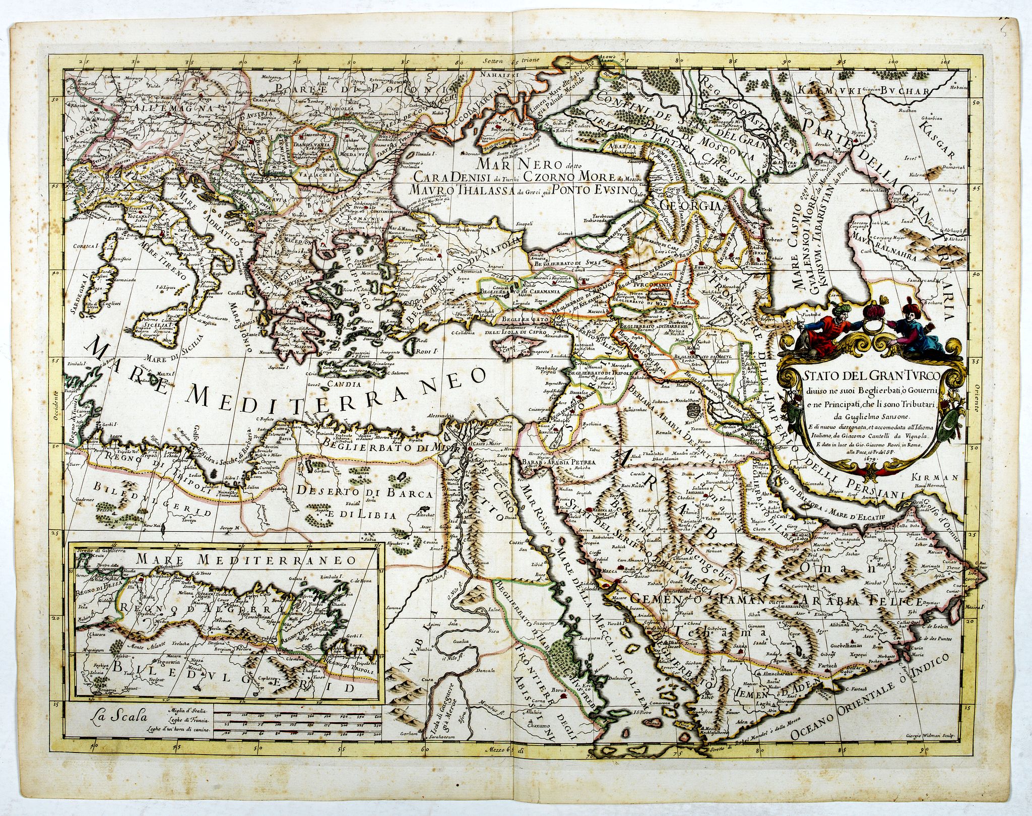 DE ROSSI, G., Stato del Gran Turco diviso ne suoi Beglierbati, o Governi e ne Principati, che li sono Tributari. . ., antique map, old maps