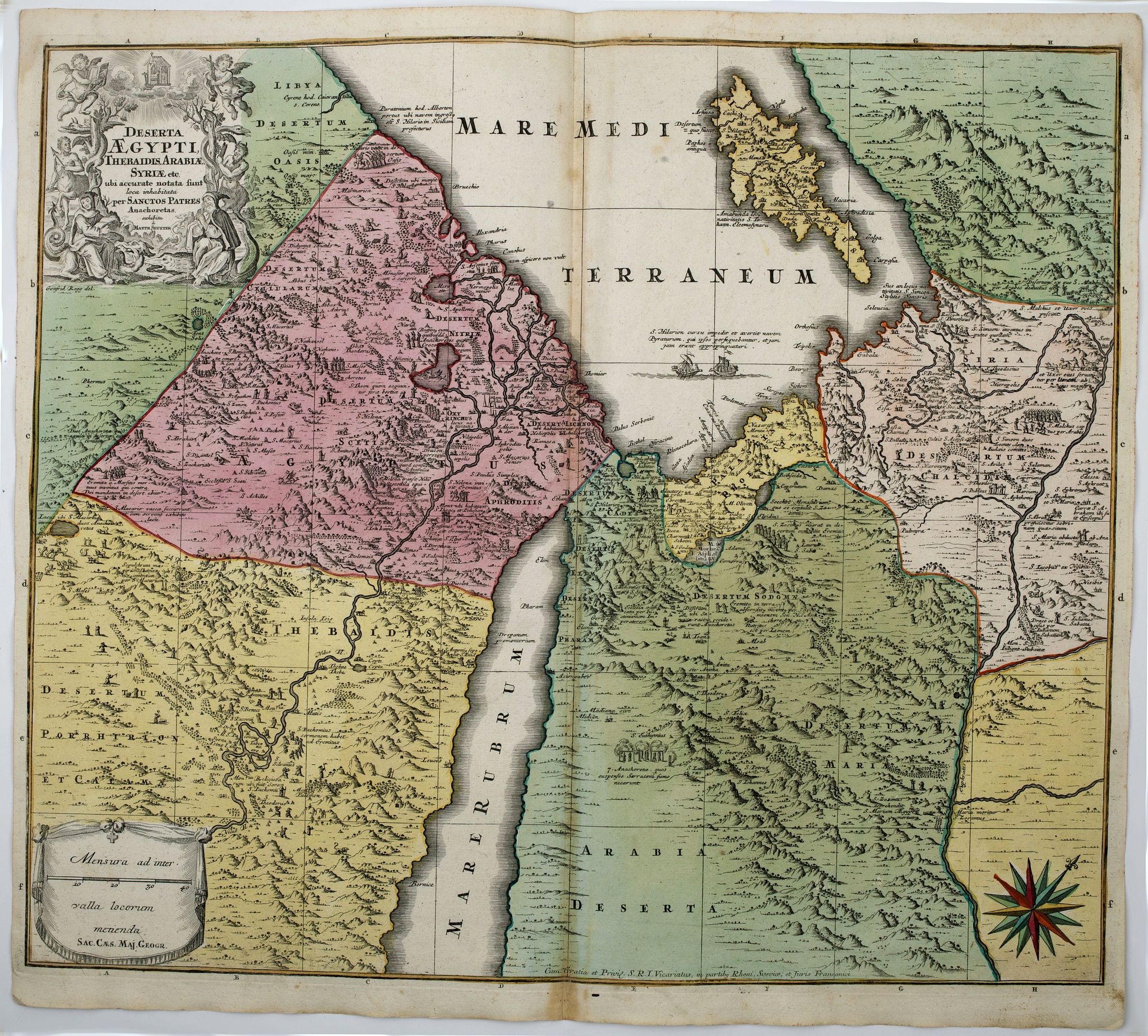 SEUTTER, M., Deserta Aegypti Thebaidis, Arabiae, Syriae etc., antique map, old maps
