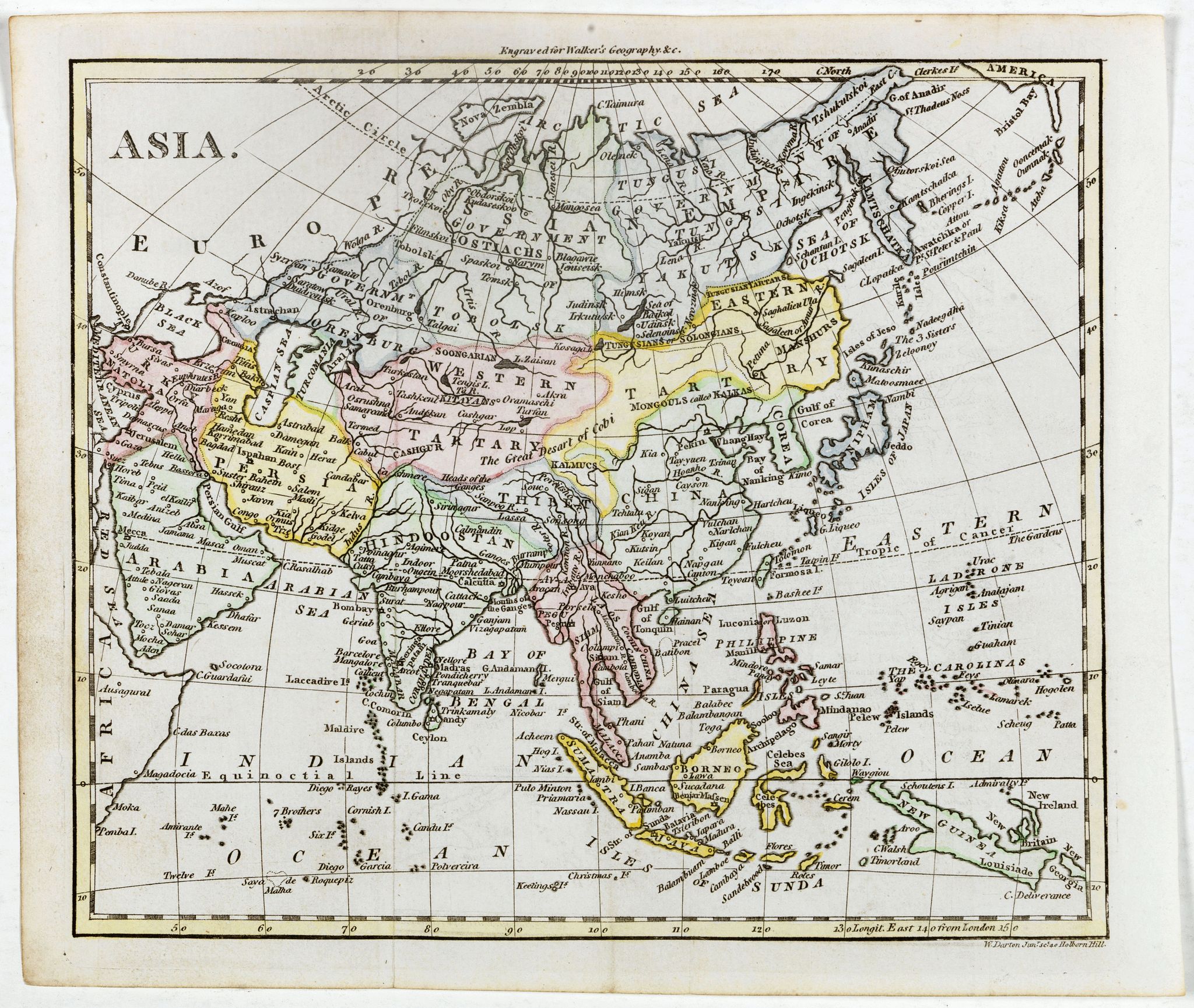 DARTON, W., Asia., antique map, old maps