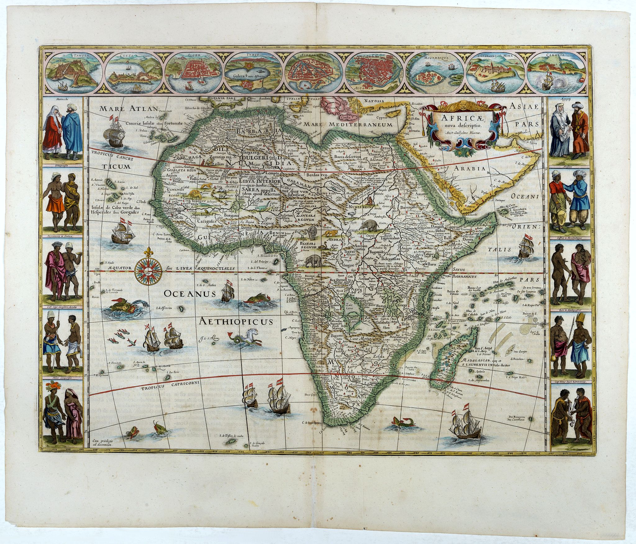 BLAEU, W., Africae nova descriptio., antique map, old maps