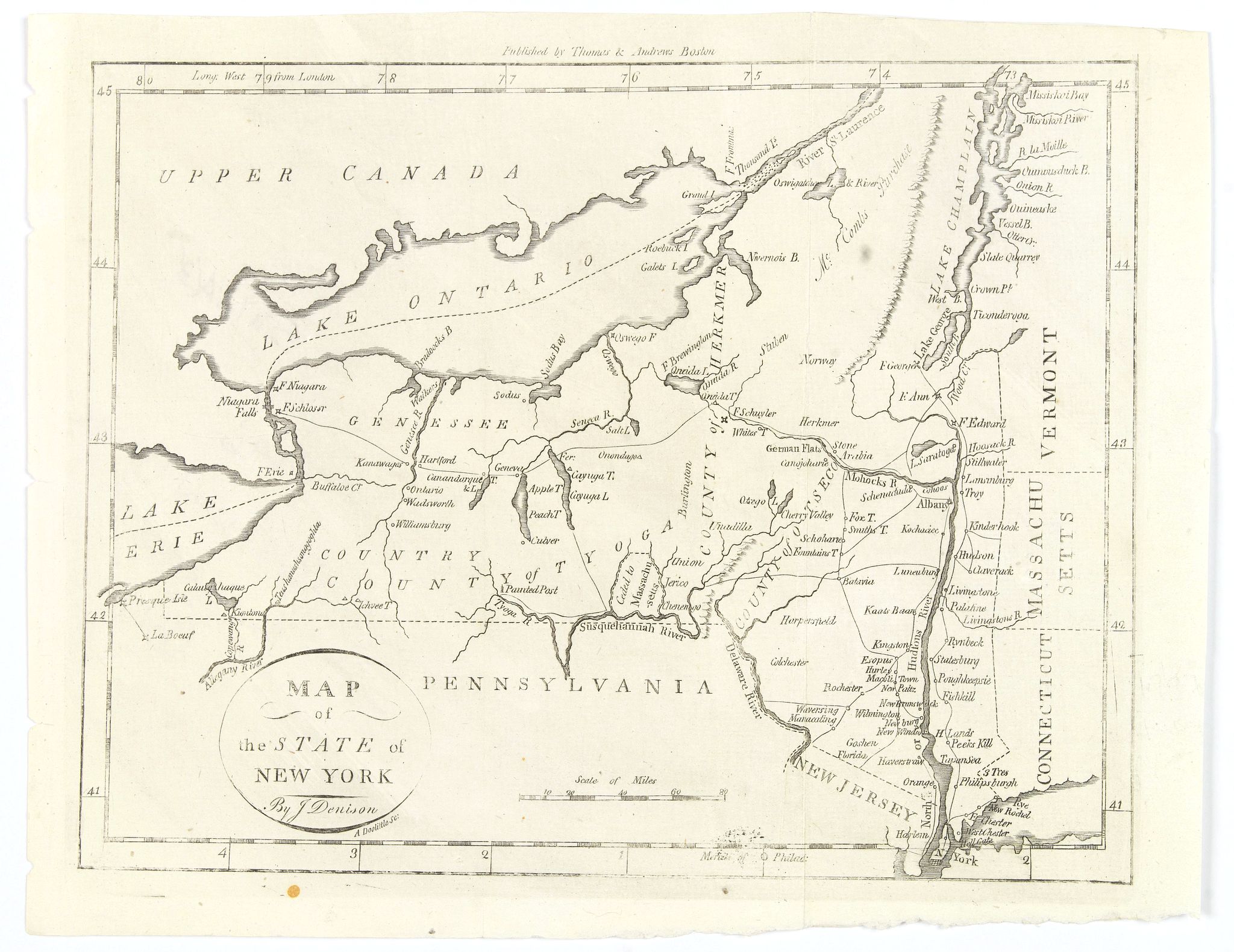 MORSE, J., Map of the State of New York., antique map, old maps