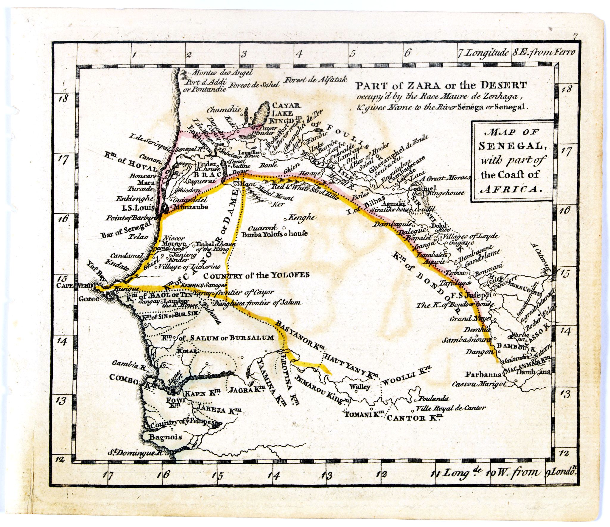 DURY, A. / SAYER, R. / KITCHIN, T., Map of Senegal with part of the coast of Africa., antique map, old maps