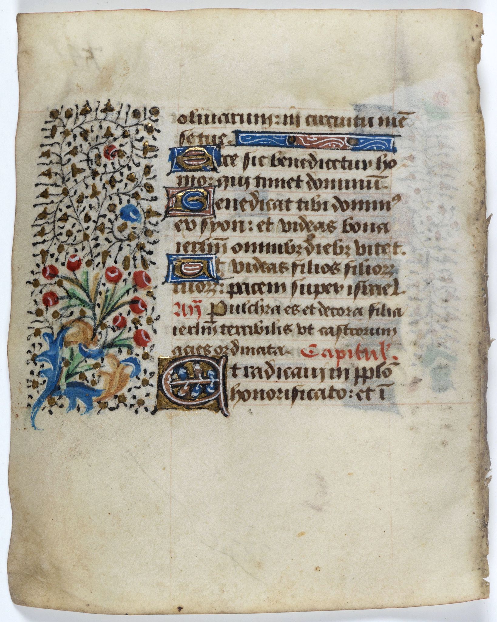 BOOK OF HOURS, Leaf on vellum from a manuscript Book of Hours., antique map, old maps