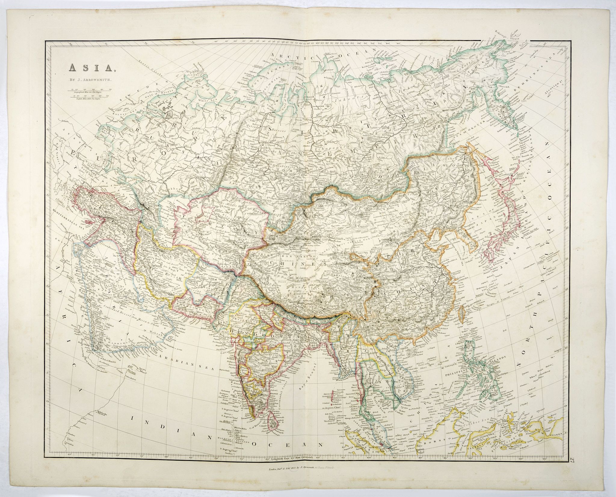 ARROWSMITH, J., Asia., antique map, old maps