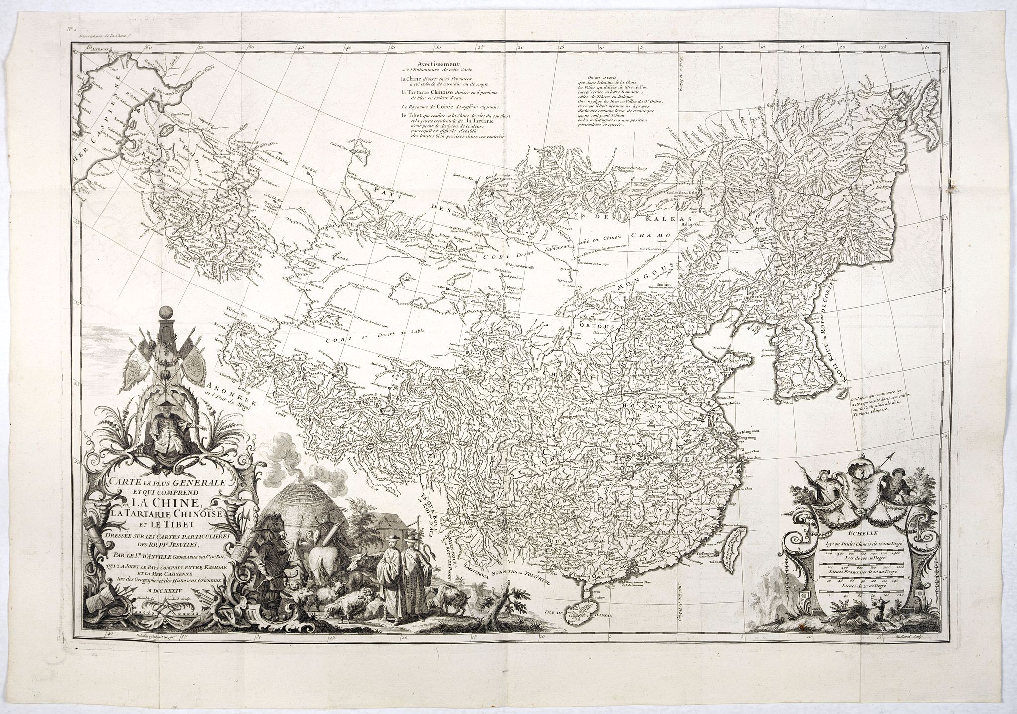 D'ANVILLE, J-B., Carte la plus generale et qui comprend la Chine, la Tartarie chinoise et le Thibet. . ., antique map, old maps