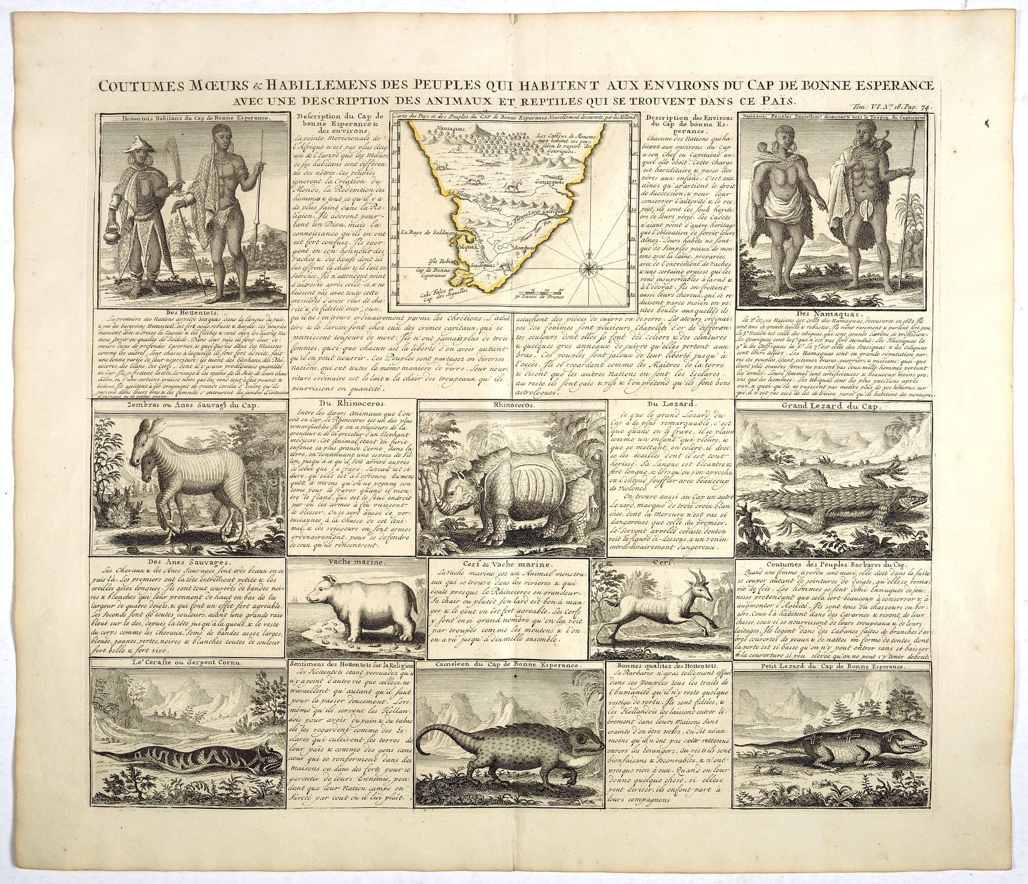 CHATELAIN,H., Coutumes Moeur & Habillemens..du Cap de Bonne Esperance.., antique map, old maps