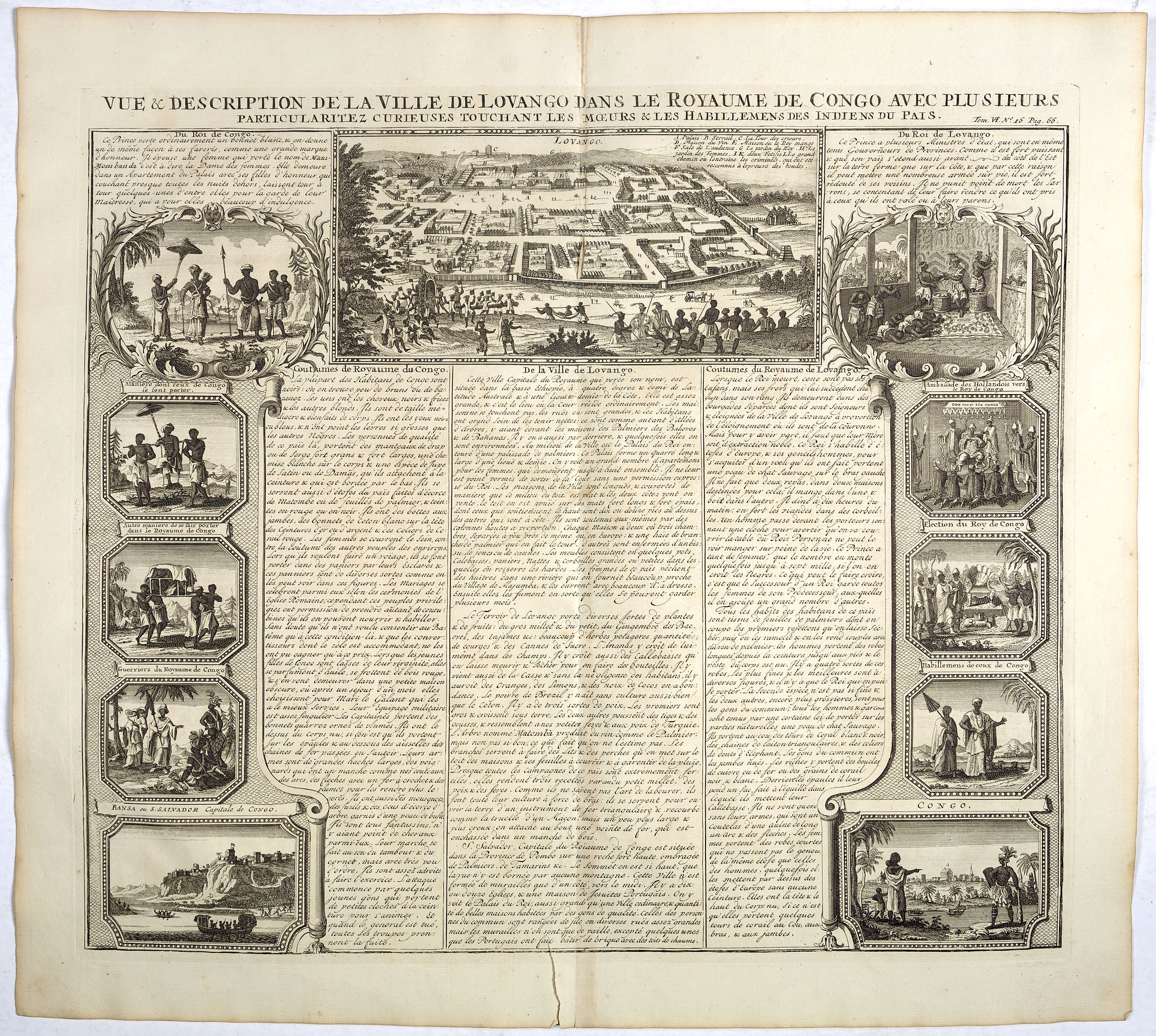 CHATELAIN, H., Vue et description de la Ville de Lovango dans le Royaume du Congo. . ., antique map, old maps
