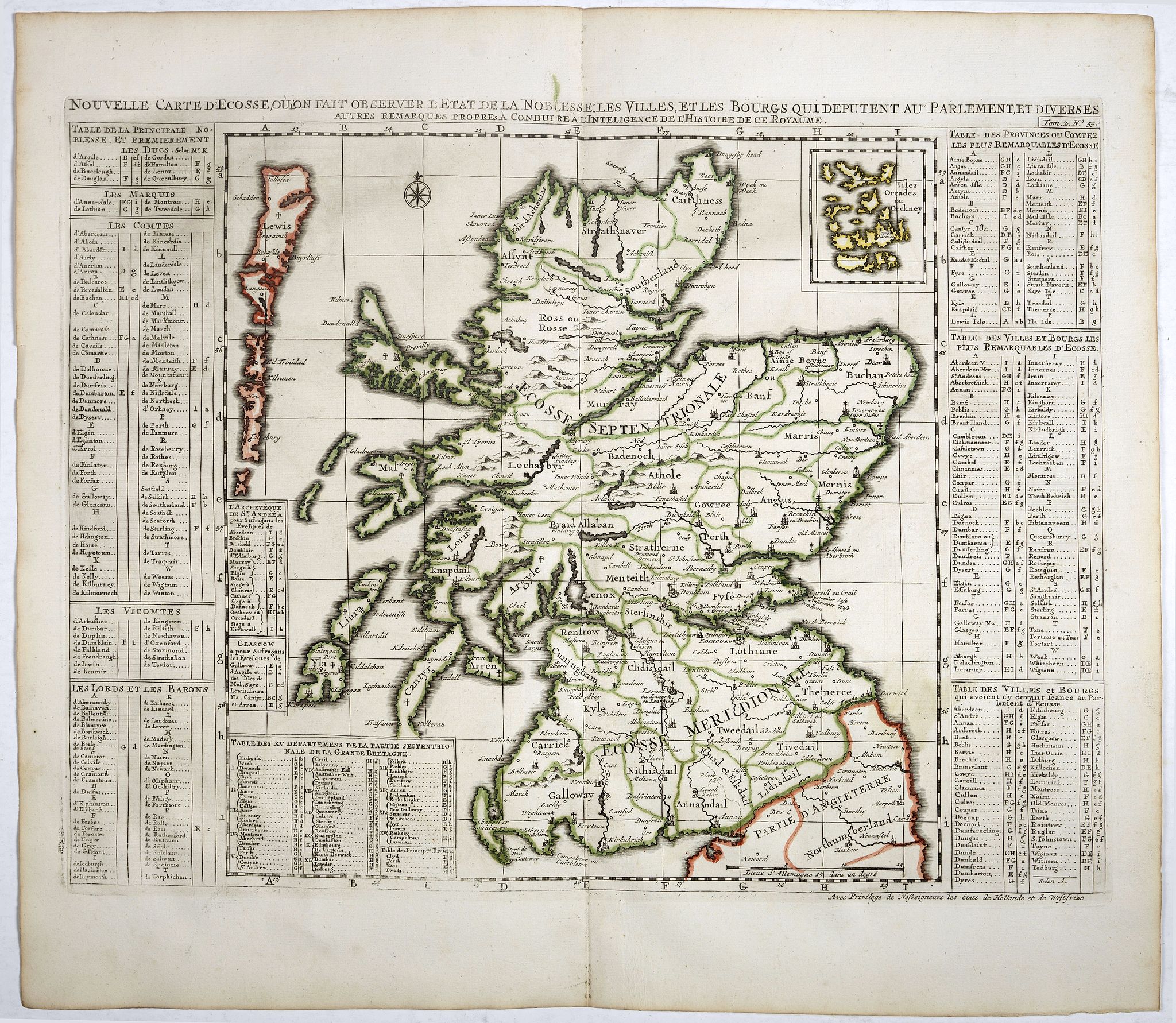 CHATELAIN, H., Nouvelle carte d'Ecosse . . ., antique map, old maps