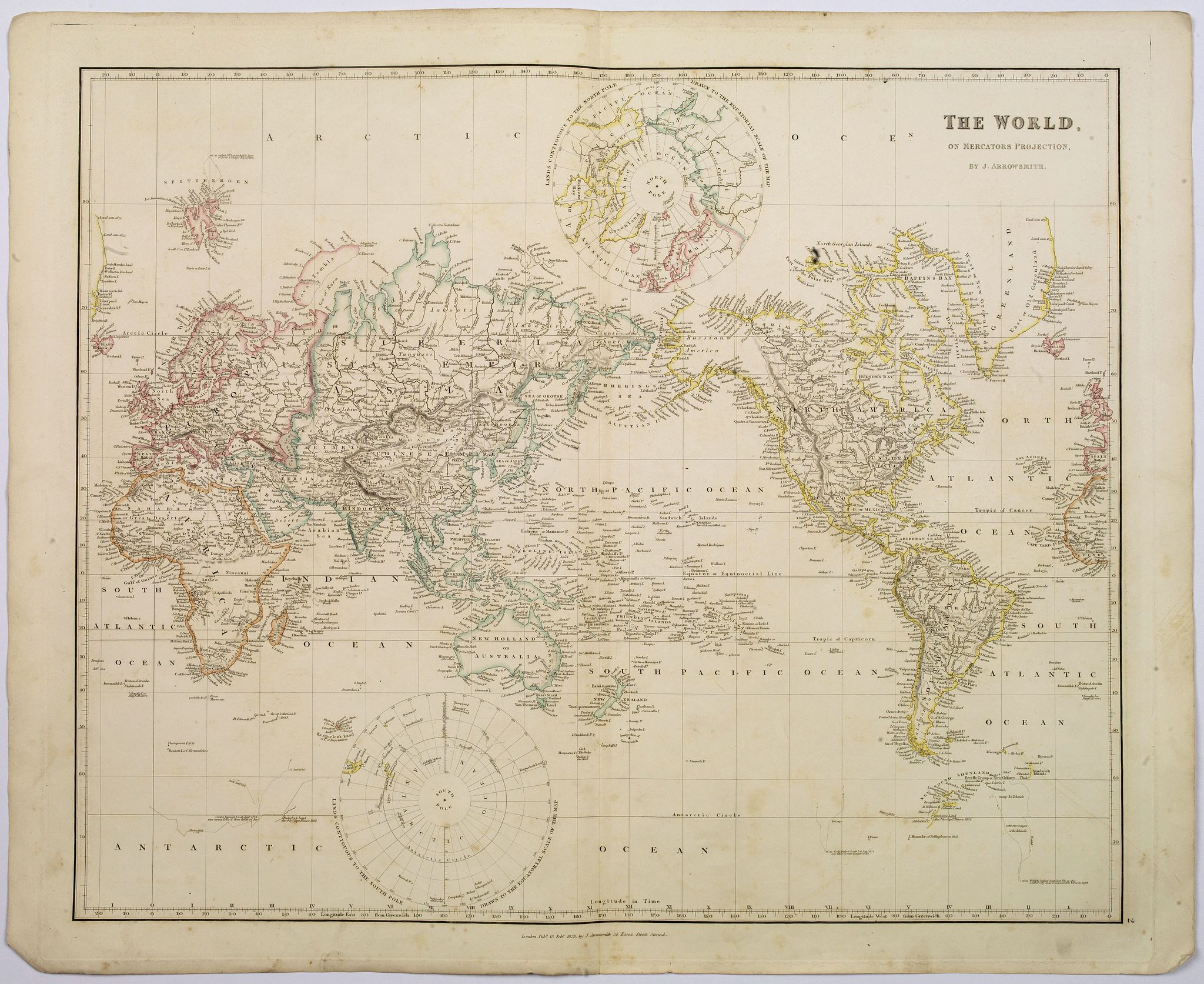 ARROWSMITH, John, The World on Mercator's Projection., antique map, old maps