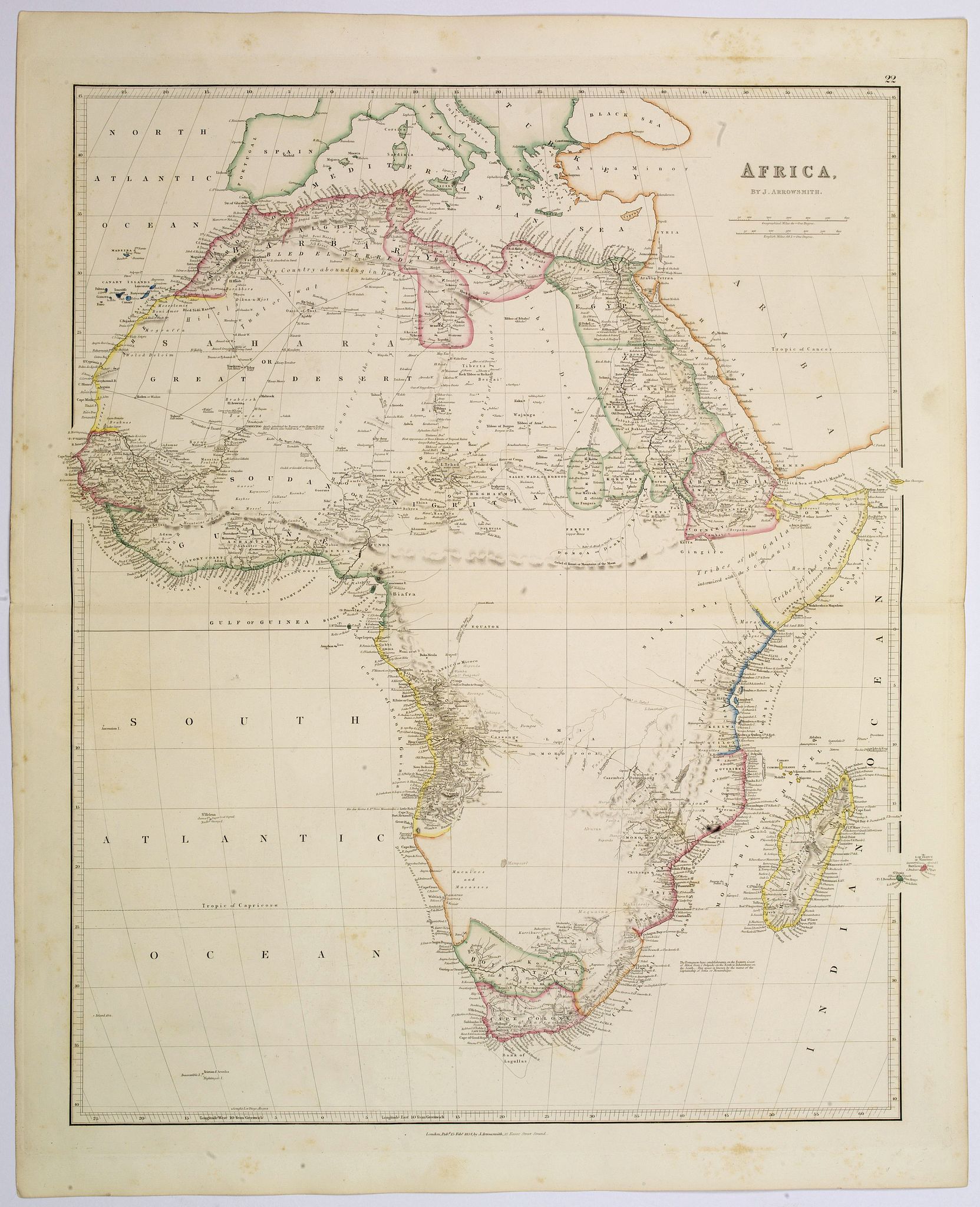 ARROWSMITH, John, Africa., antique map, old maps