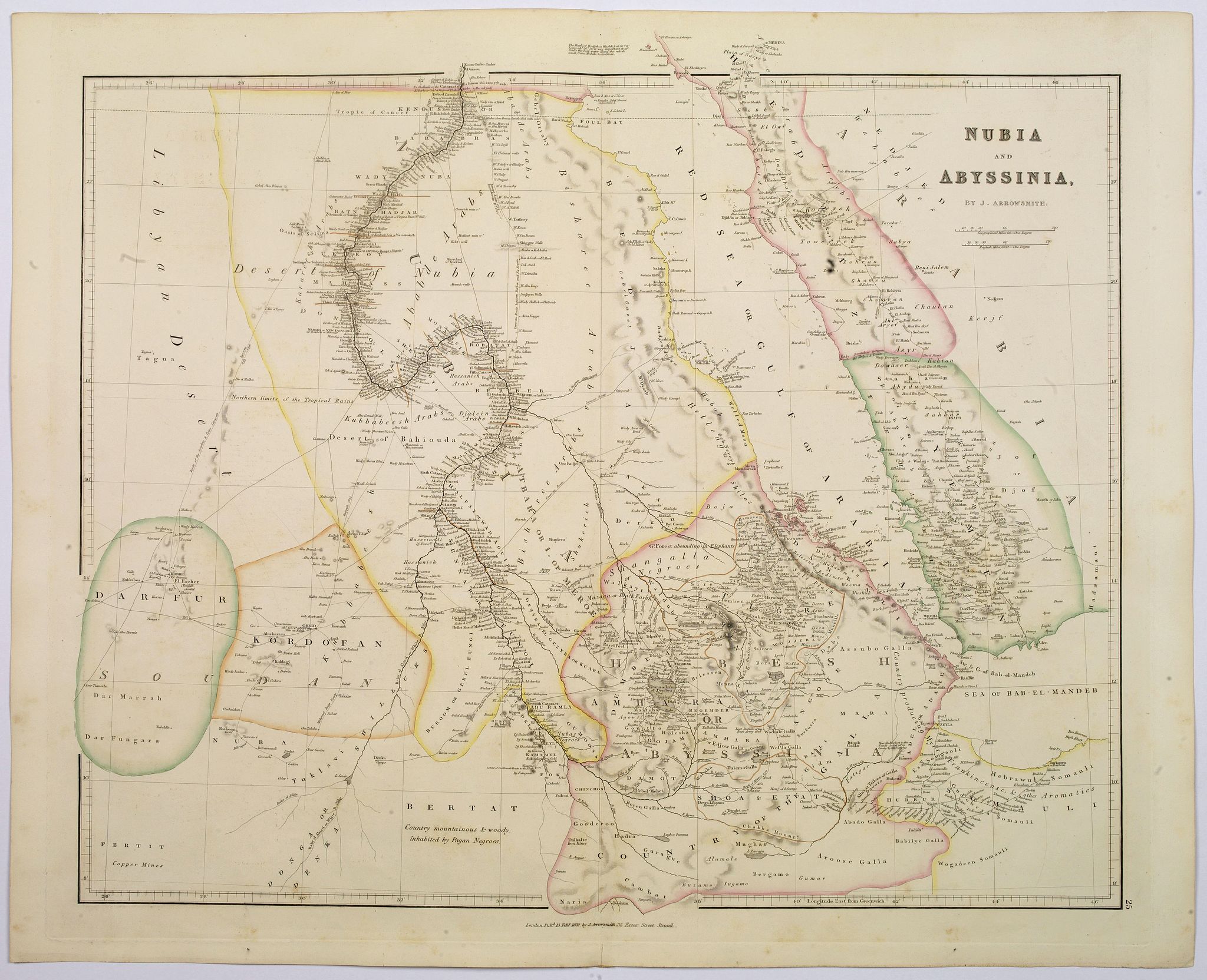 ARROWSMITH, John, Nubia & Abyssinia., antique map, old maps