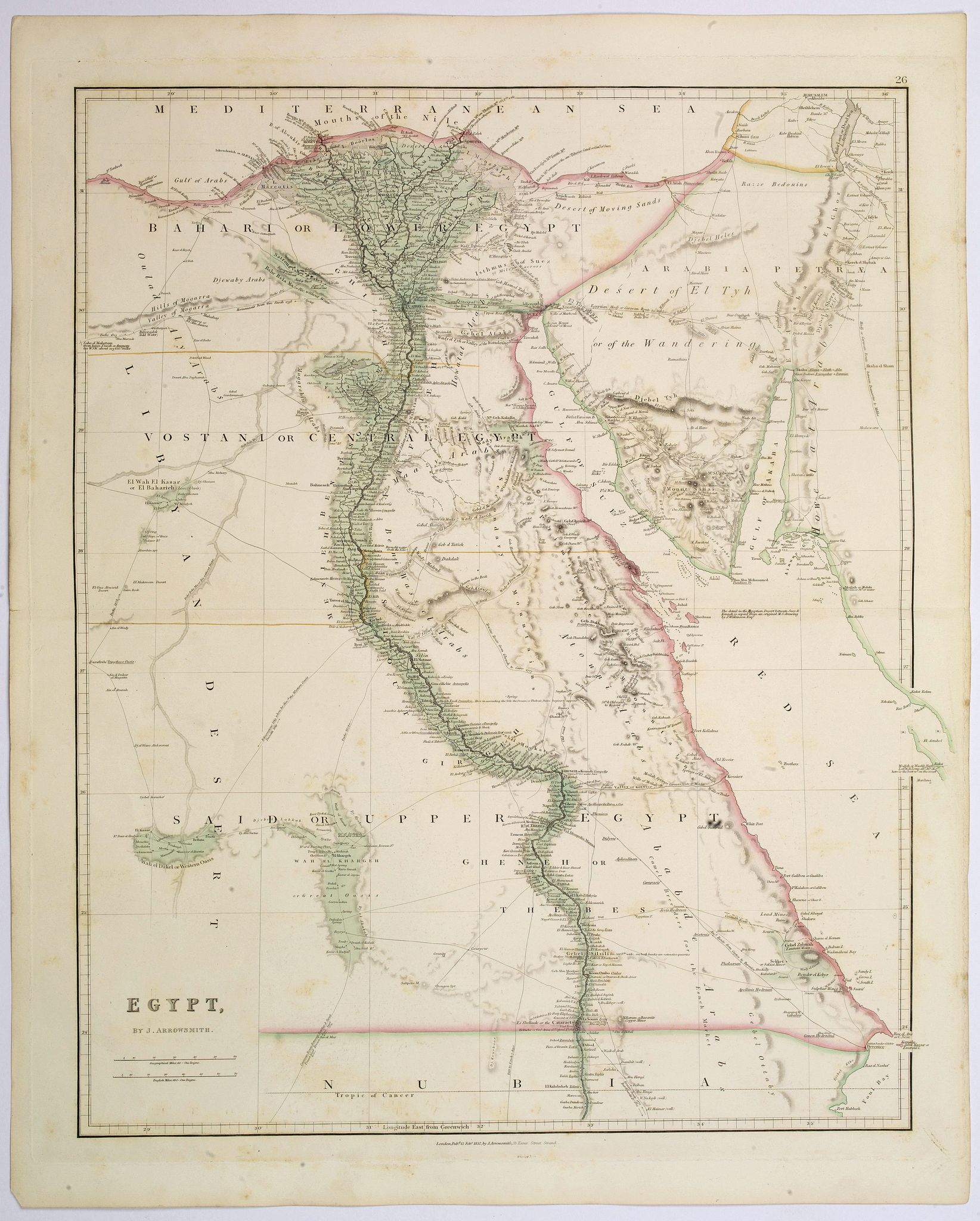 ARROWSMITH, John, Egypt., antique map, old maps