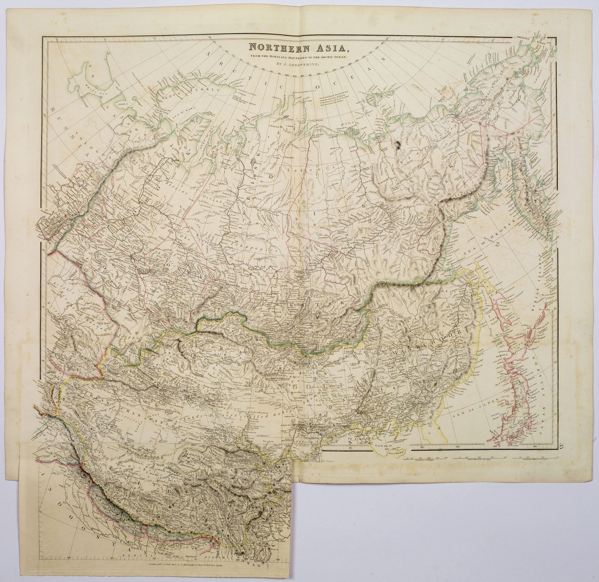 ARROWSMITH, John, Northern Asia, from the Himalaya Mountains to the Arctic Ocean., antique map, old maps