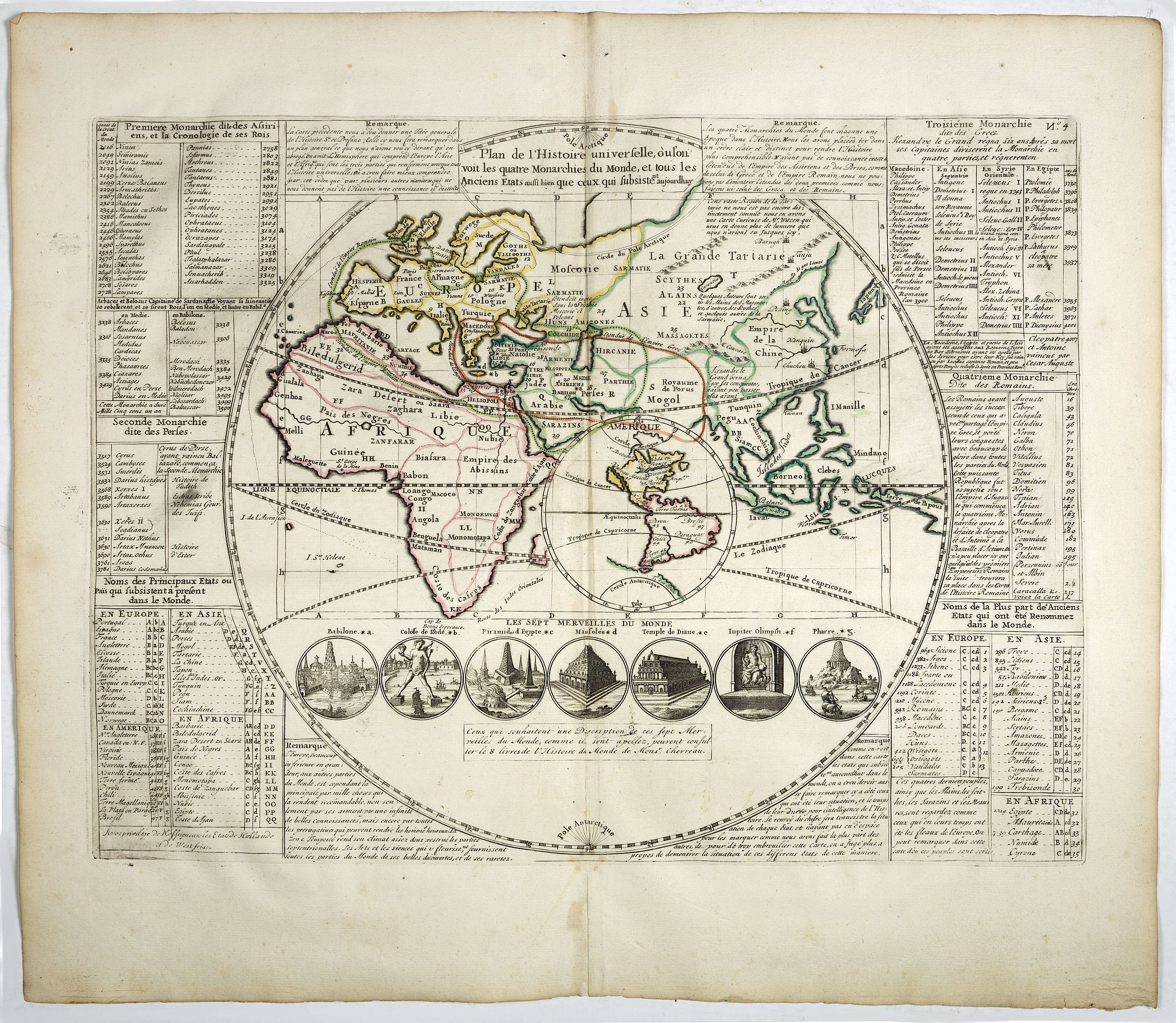 CHATELAIN, H., Plan de l'Histoire Universelle où l'on voit les quatre monarchies du Monde . . .., antique map, old maps