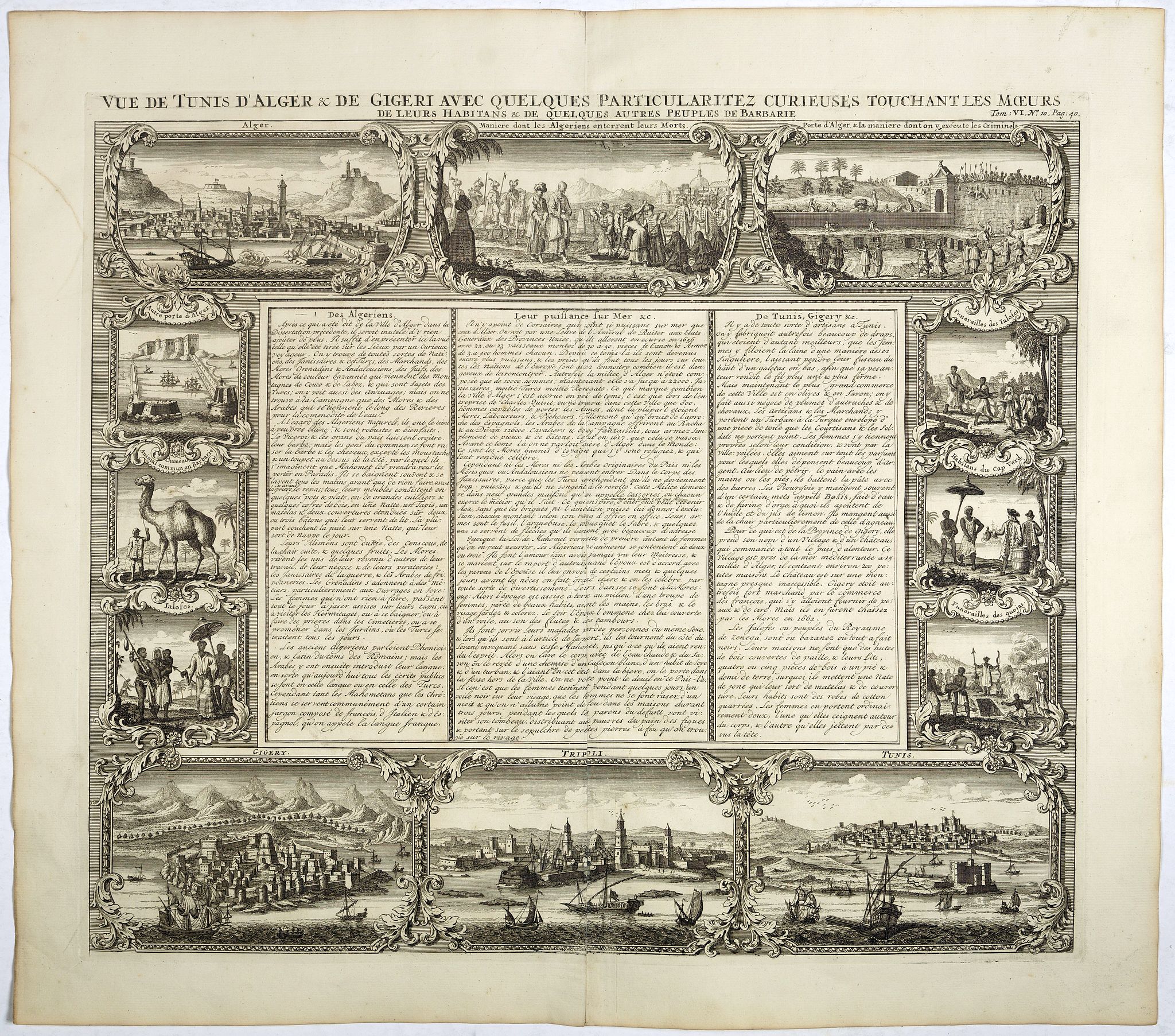 CHATELAIN, H., Vue de Tunis D Alger &c de Gigeri avec Quelques Particularitez Curieuses . . ., antique map, old maps