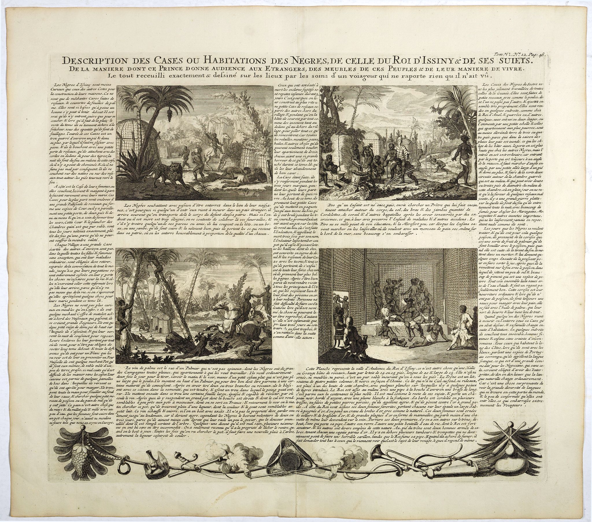 CHATELAIN, H., Description des cases ou habitations des negres, de celles du Roi d'Issiny . . ., antique map, old maps