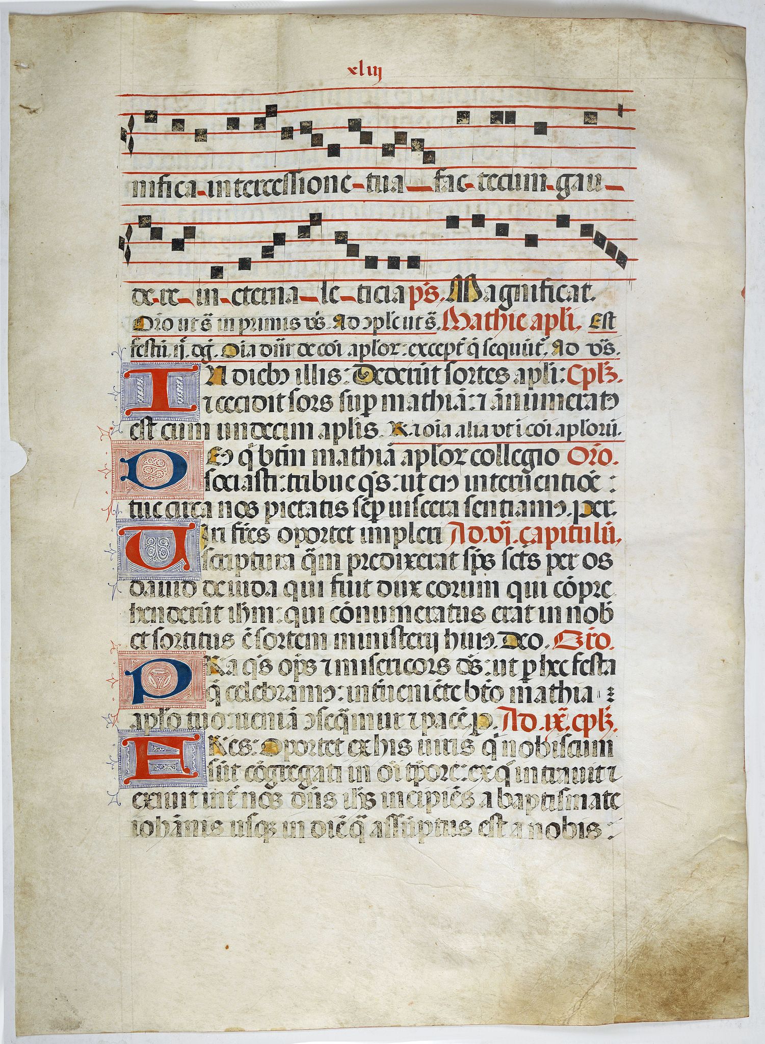 ANTIPHONARIUM., Leaf on vellum from a antiphonary., antique map, old maps
