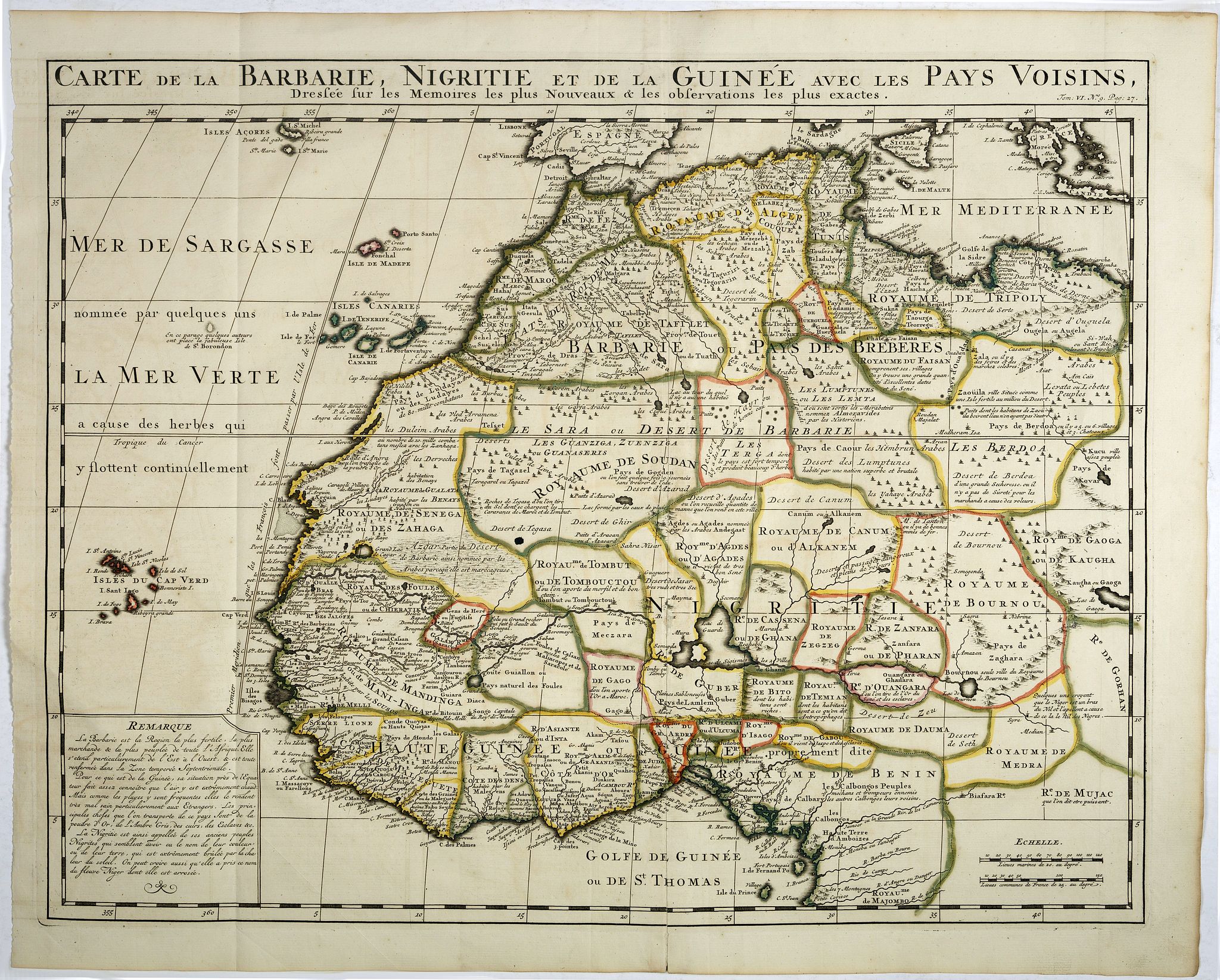 CHATELAIN, H., Carte de la barbarie, Nigritie et de la Guinée avec les pays voisins . . ., antique map, old maps