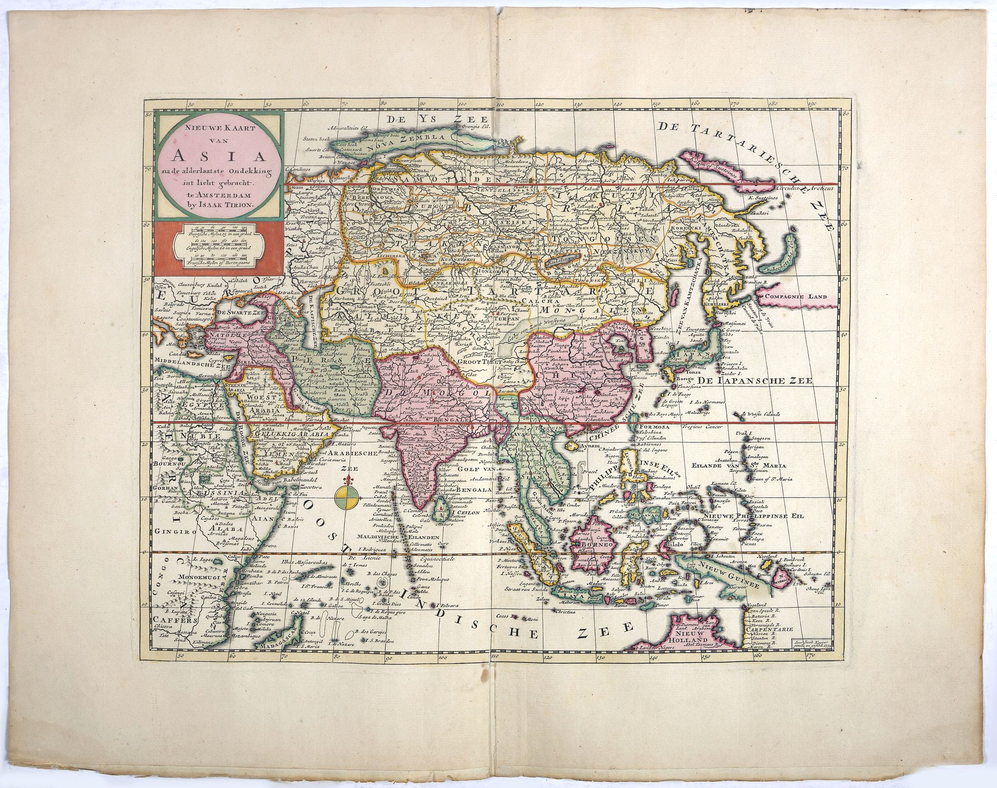 TIRION, I., Nieuwe kaart van Asia., antique map, old maps