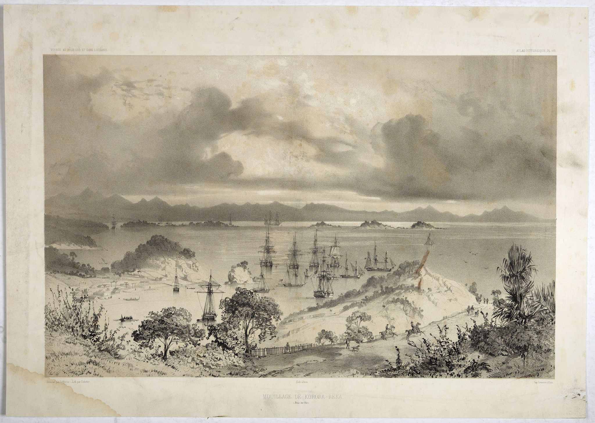 LE BRETON, Louis Auguste Marie, Mouillage de Korora-Reka (Baie des Isles), antique map, old maps