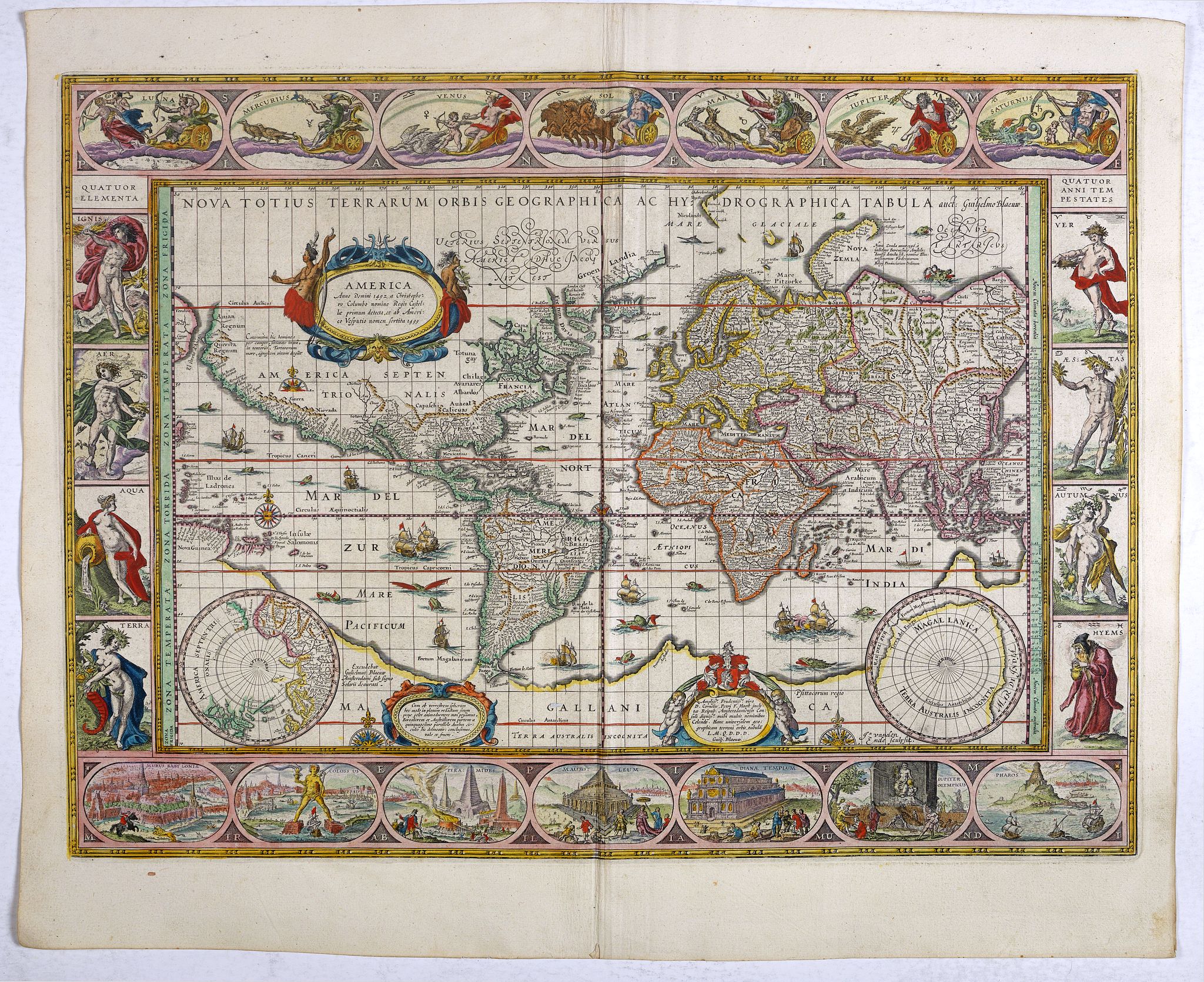 BLAEU, W., Nova Totius Terrarum Orbis Geographica Ac Hydrographica Tabula auct Guiljelmo Blaeuw., antique map, old maps
