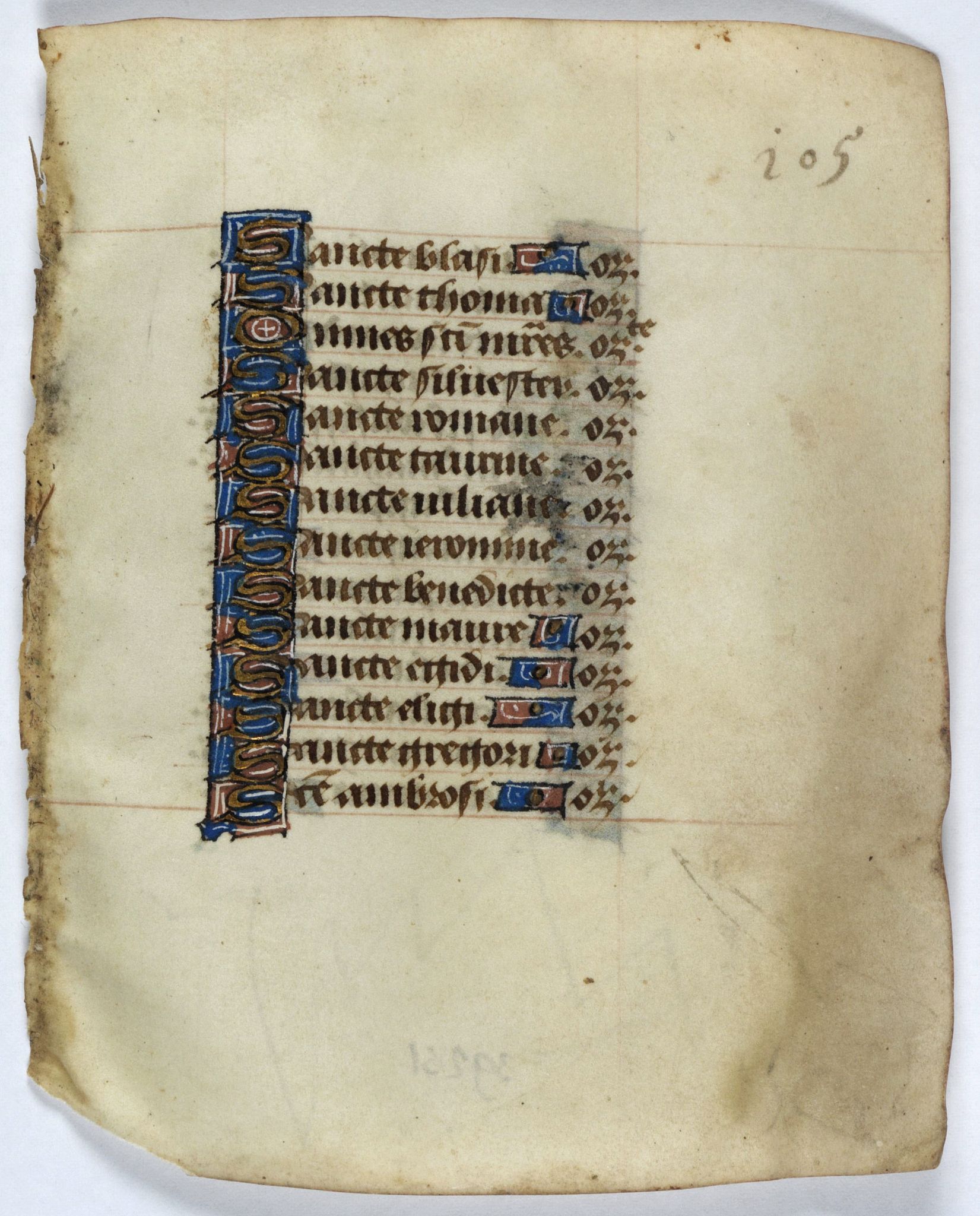 BOOK OF HOURS, Leaf on vellum from a manuscript Book of Hours., antique map, old maps