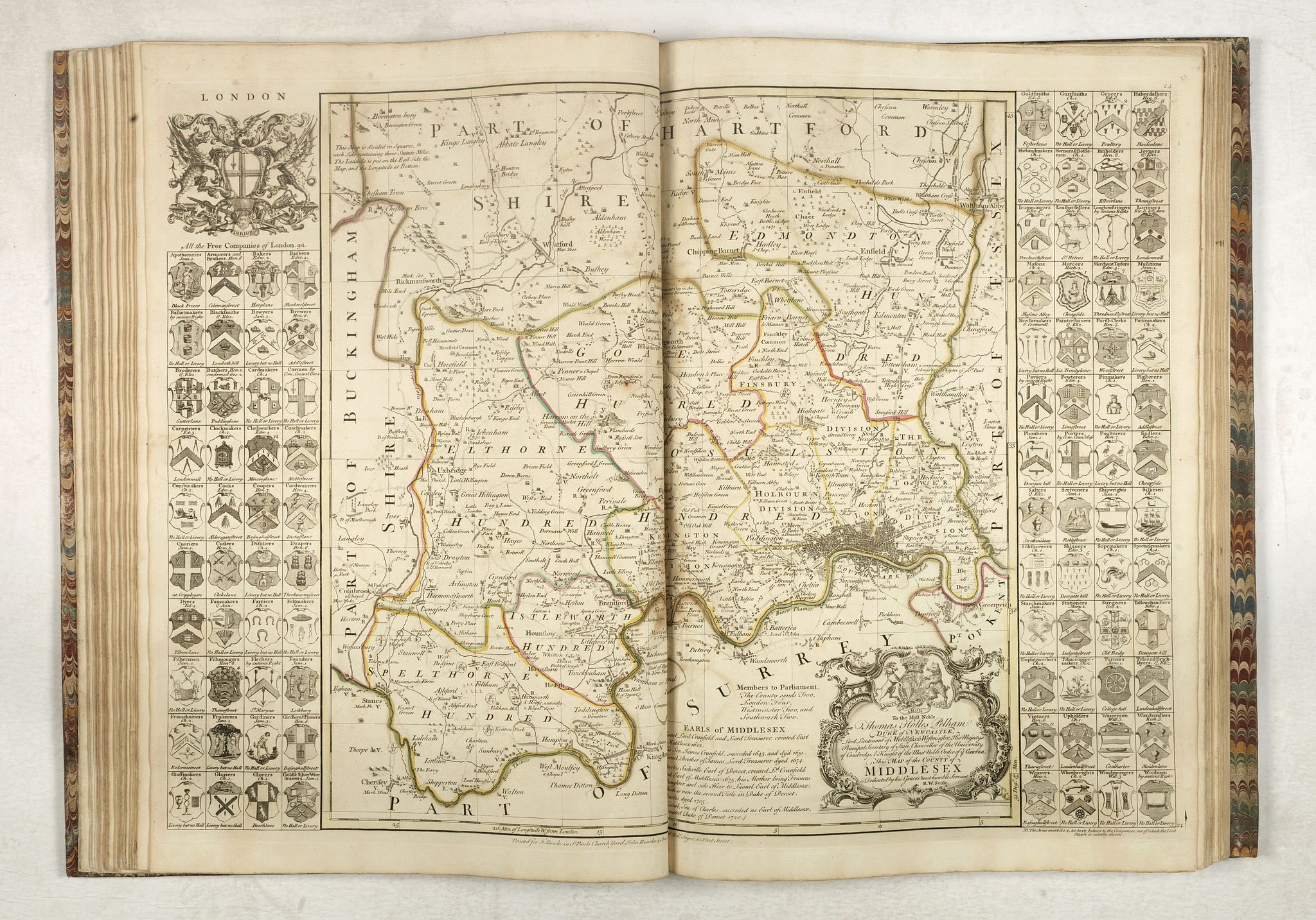 BOWEN, Emanuel & KITCHIN, Thomas., The Large English Atlas, or, a New Set of Maps of All the Counties of England and Wales., antique map, old maps
