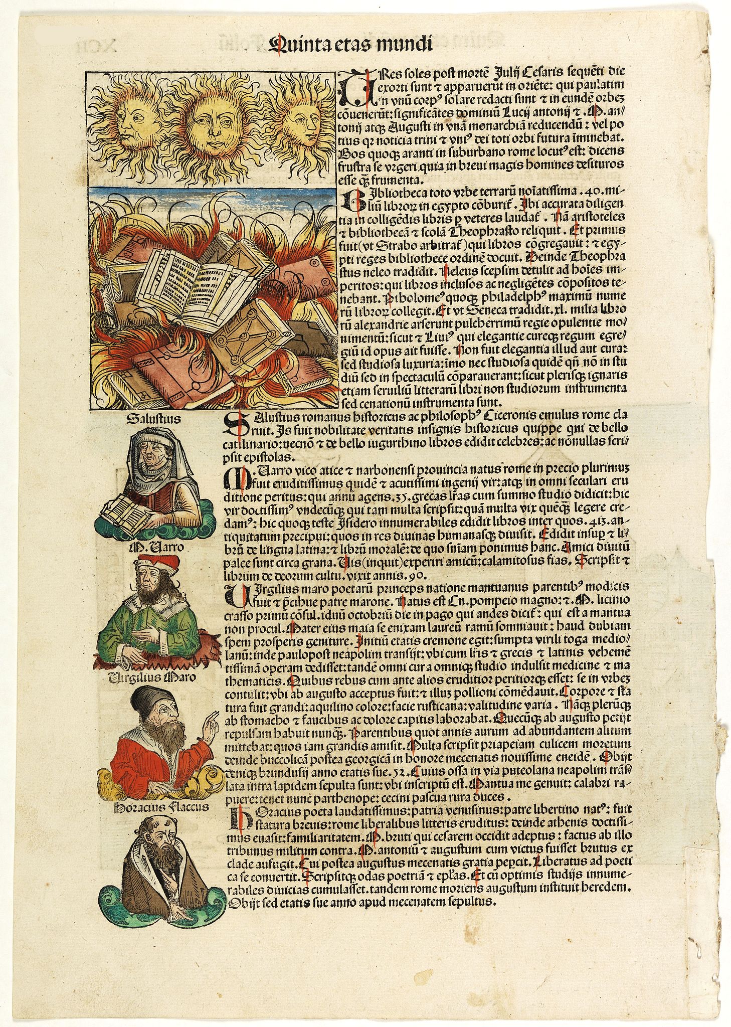 SCHEDEL, H., Quita Etas Mudi. Foliu. XCII., antique map, old maps