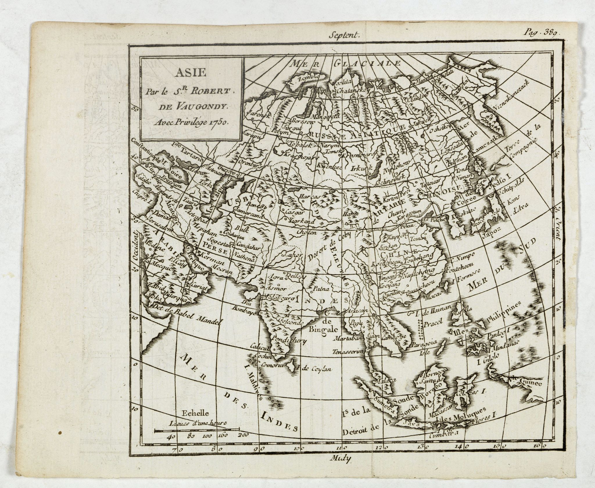 VAUGONDY, R., Asie., antique map, old maps