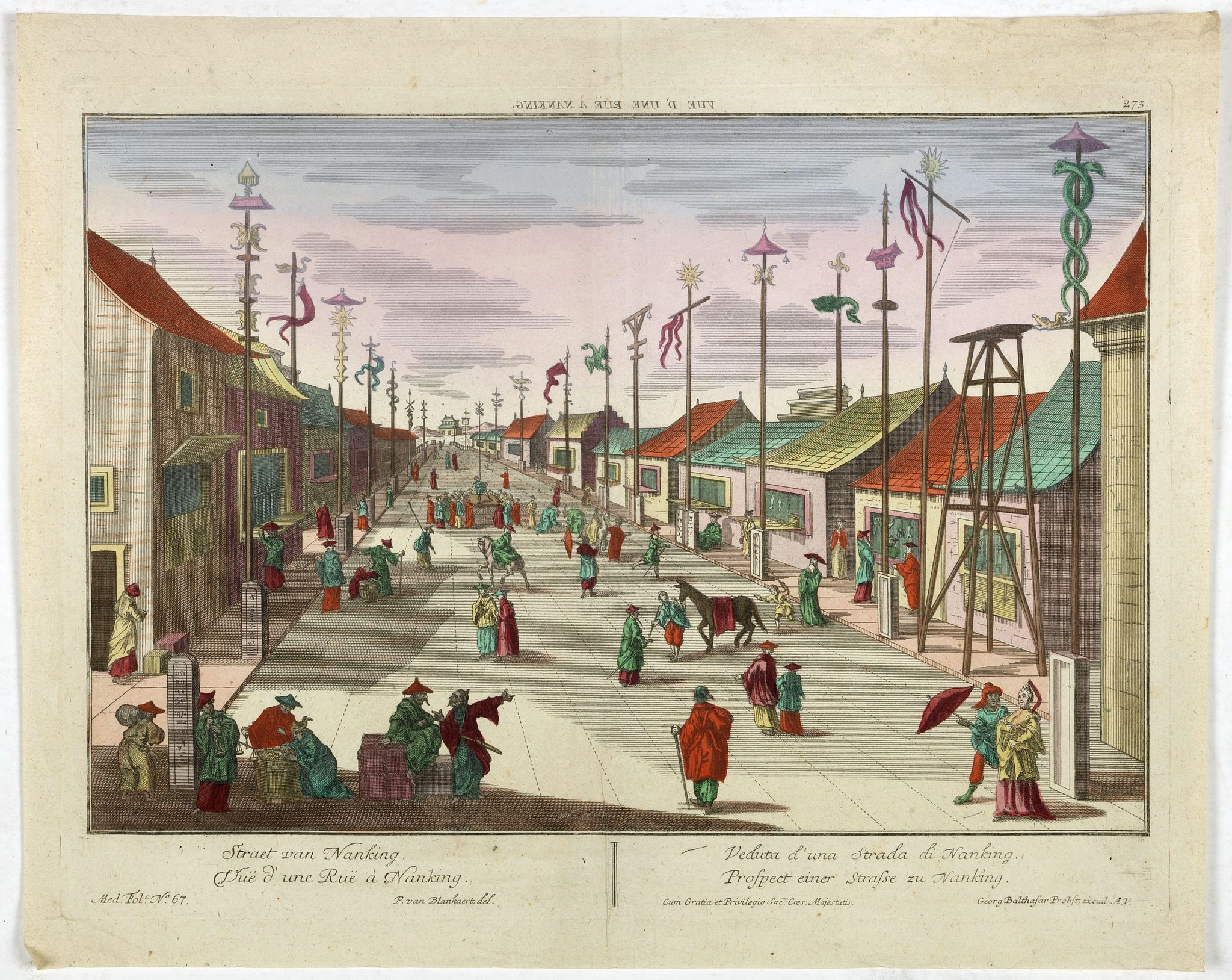 PROBST,G.B., Vue d'une Rue Nanking., antique map, old maps