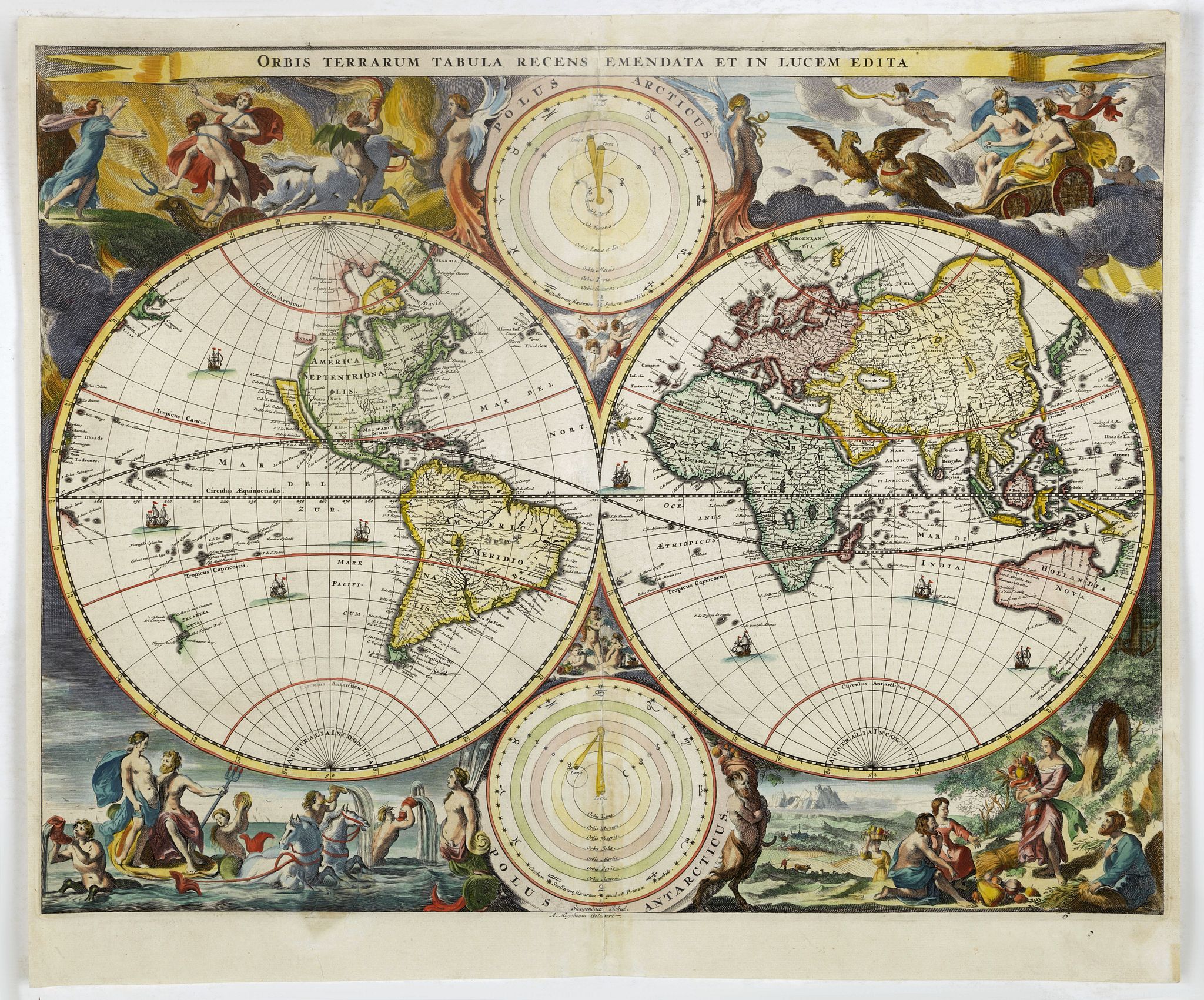 STOOPENDAAL, B., Orbis Terrarum Tabula recens emendata et in Lucem edita., antique map, old maps