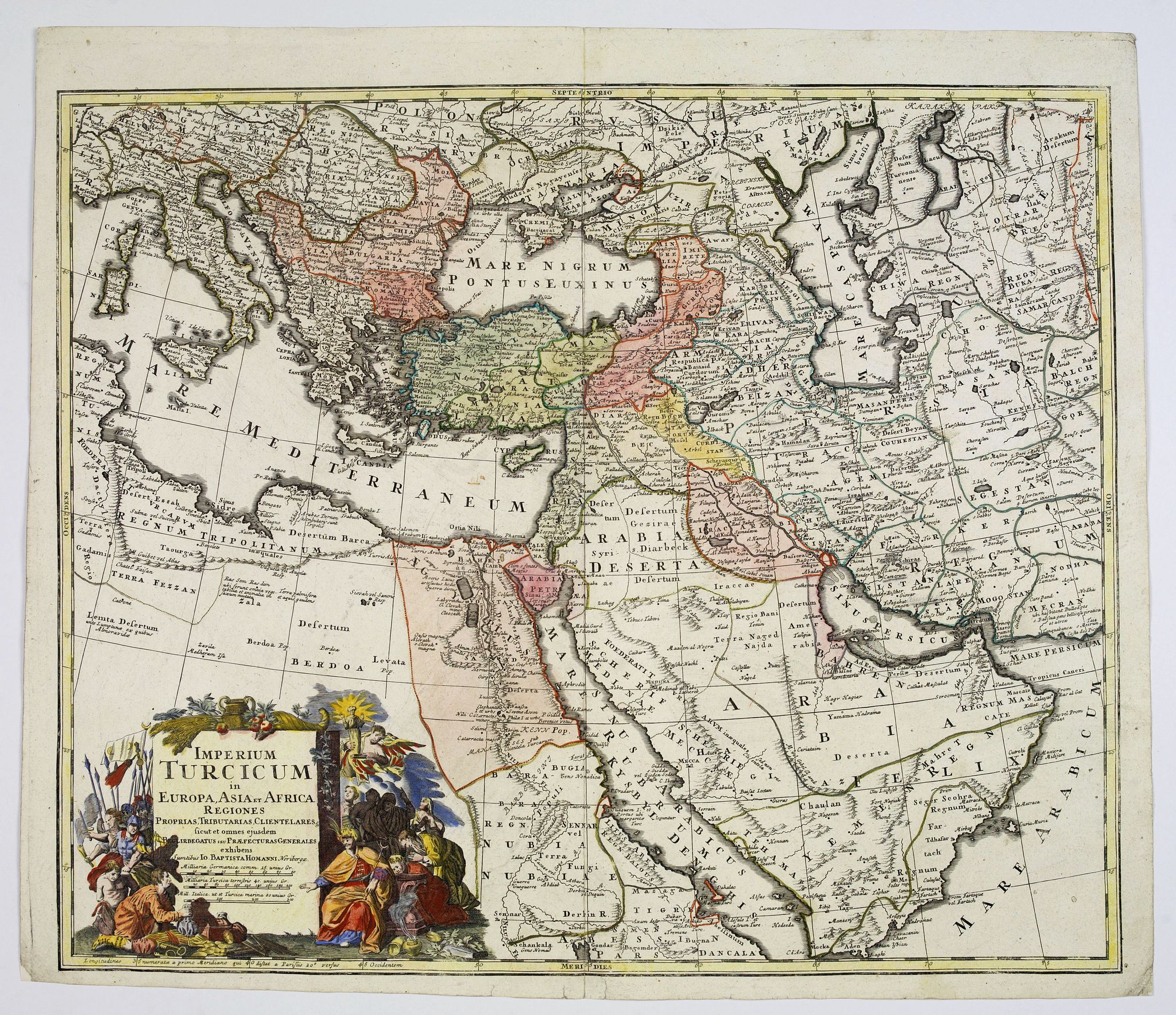 HOMANN, J.B., Imperium Turcicum in Europa, Asia et Africa., antique map, old maps