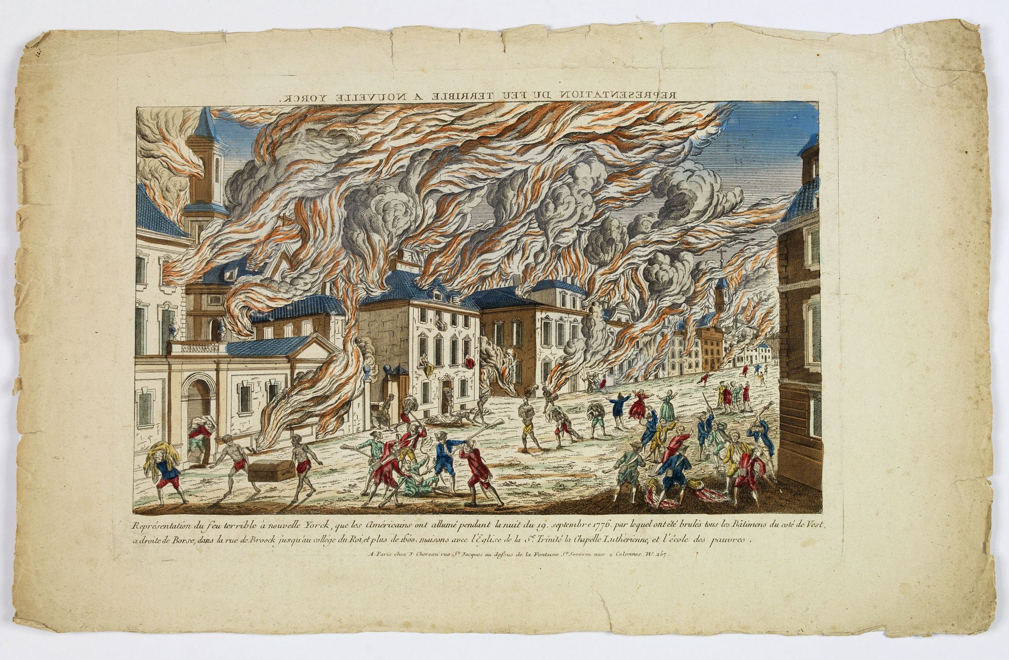 HABERMANN, F-X., Representation du feu terrible à nouvelle york., antique map, old maps