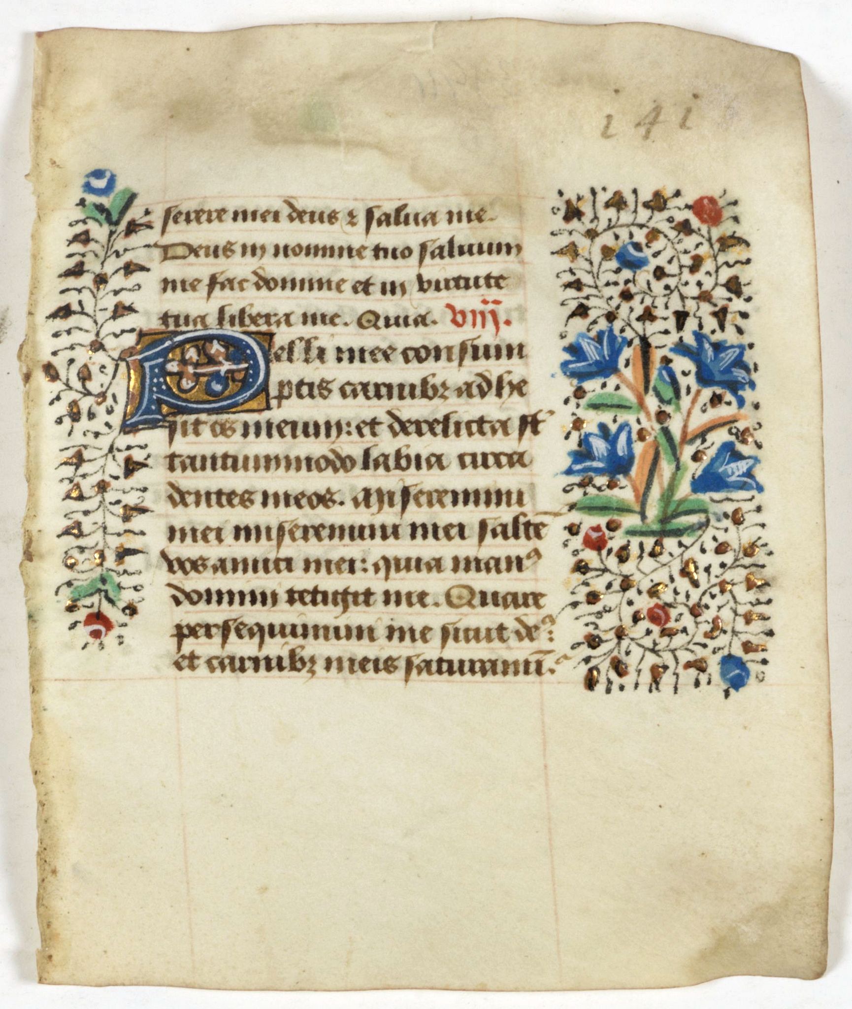 BOOK OF HOURS, Small leaf on vellum from a manuscript Book of Hours., antique map, old maps