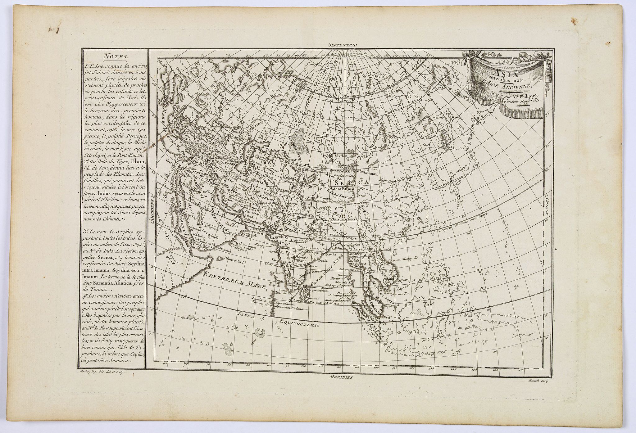 PRETOT, P., Asia veteribus nota., antique map, old maps