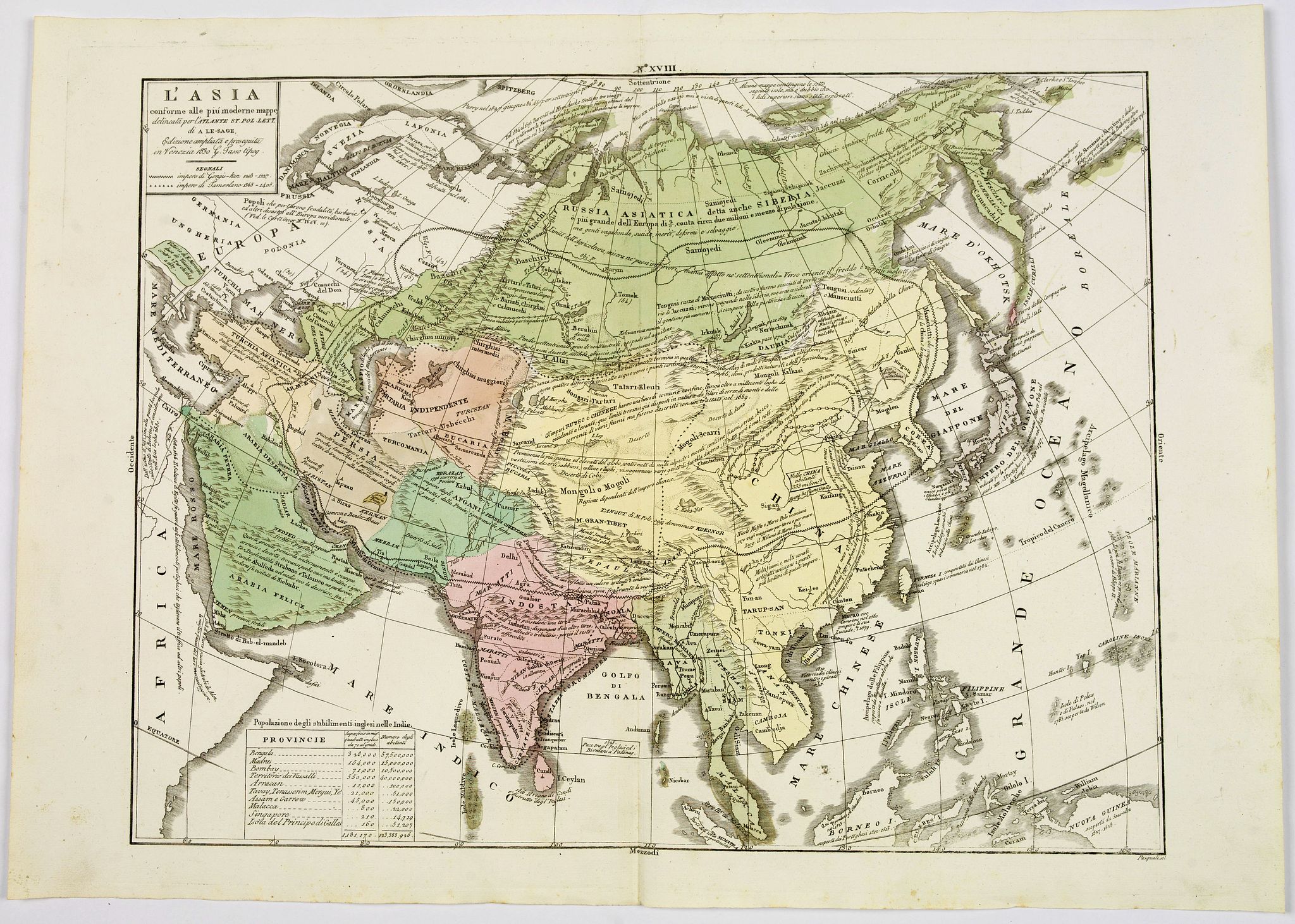 TASSO, G., L'Asia . . ., antique map, old maps