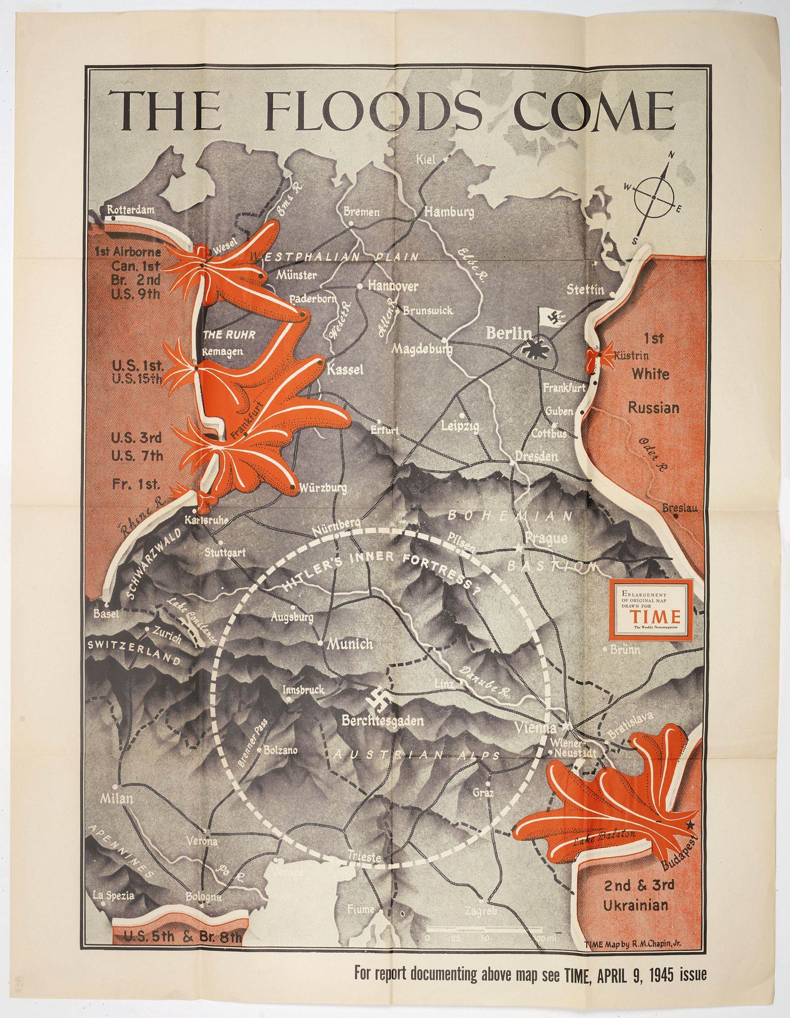 CHAPIN, R. M. Jr., The Floods Come., antique map, old maps