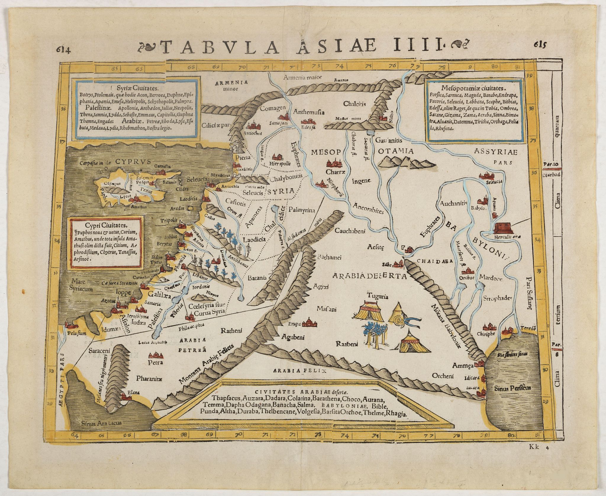 MÜNSTER,S., Tabula Asiae IIII., antique map, old maps