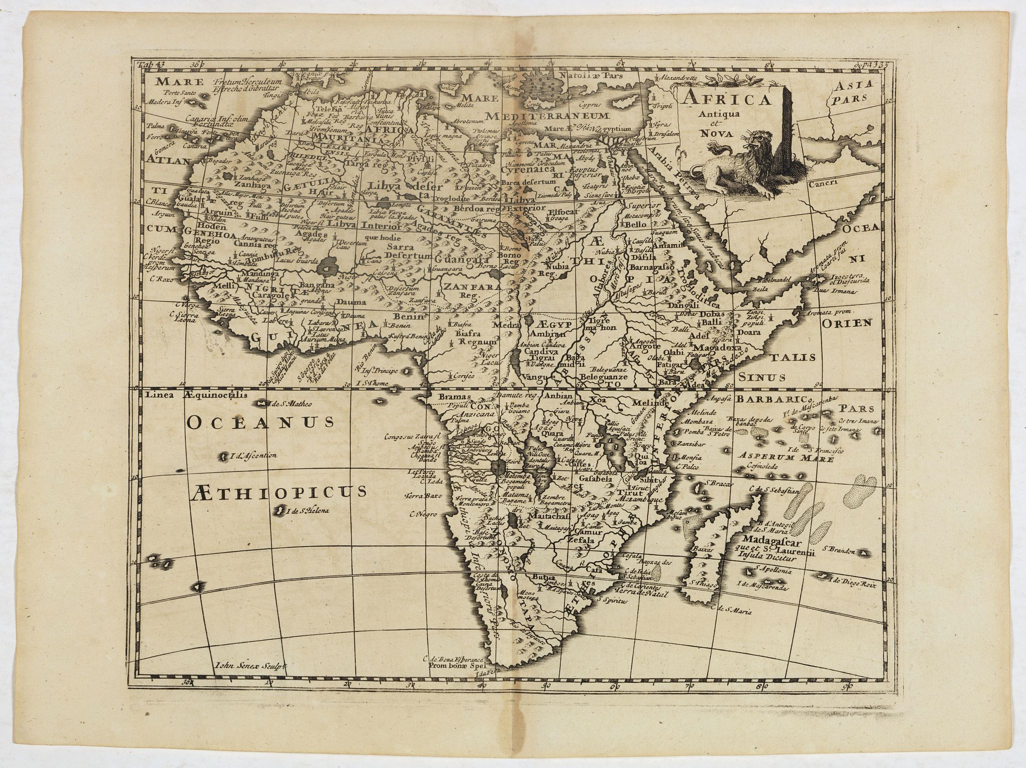 CLUVER, P., Africa antiqua et Nova., antique map, old maps